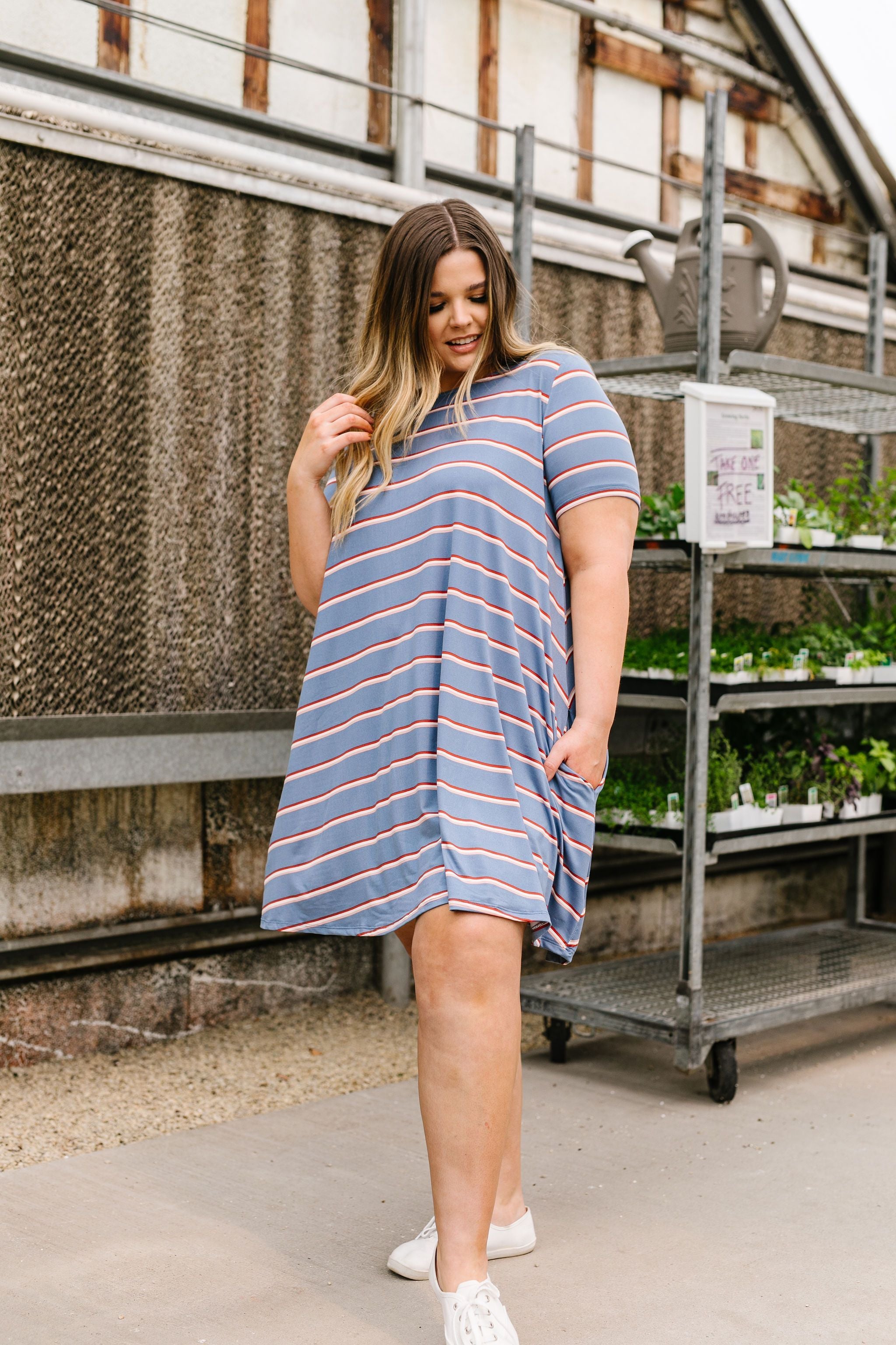 Stripes T-Shirt Dress In Blue