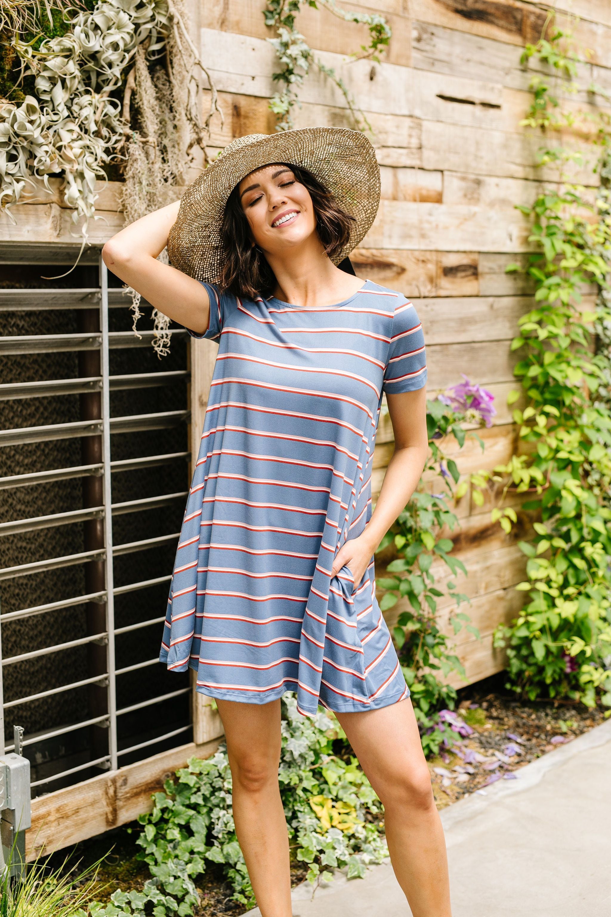 Stripes T-Shirt Dress In Blue