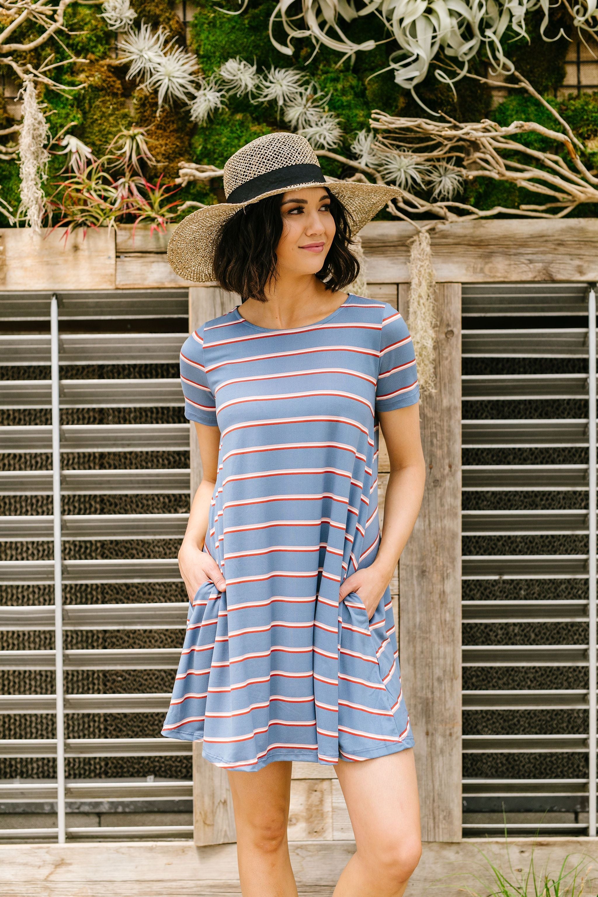 Stripes T-Shirt Dress In Blue