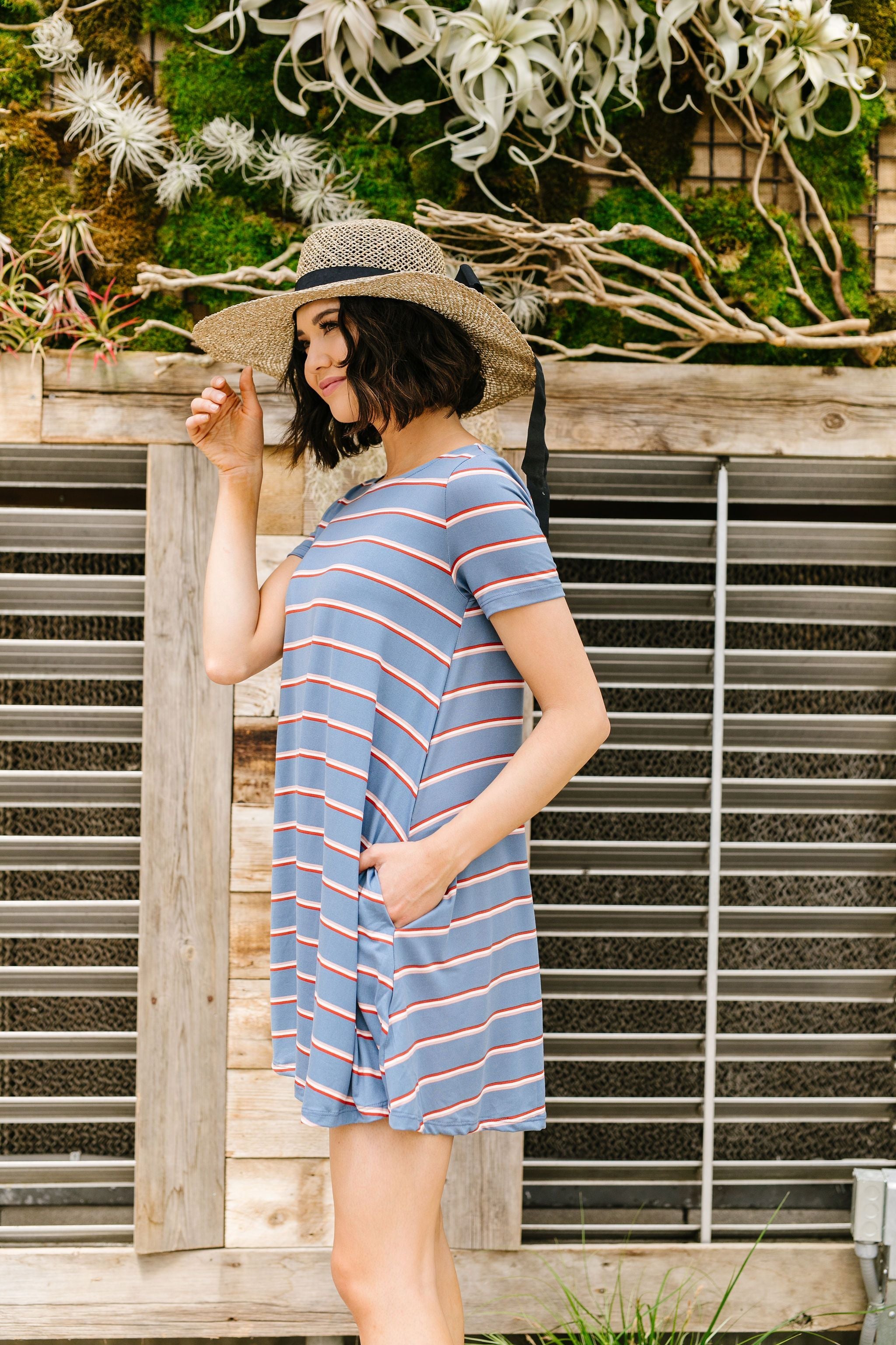 Stripes T-Shirt Dress In Blue