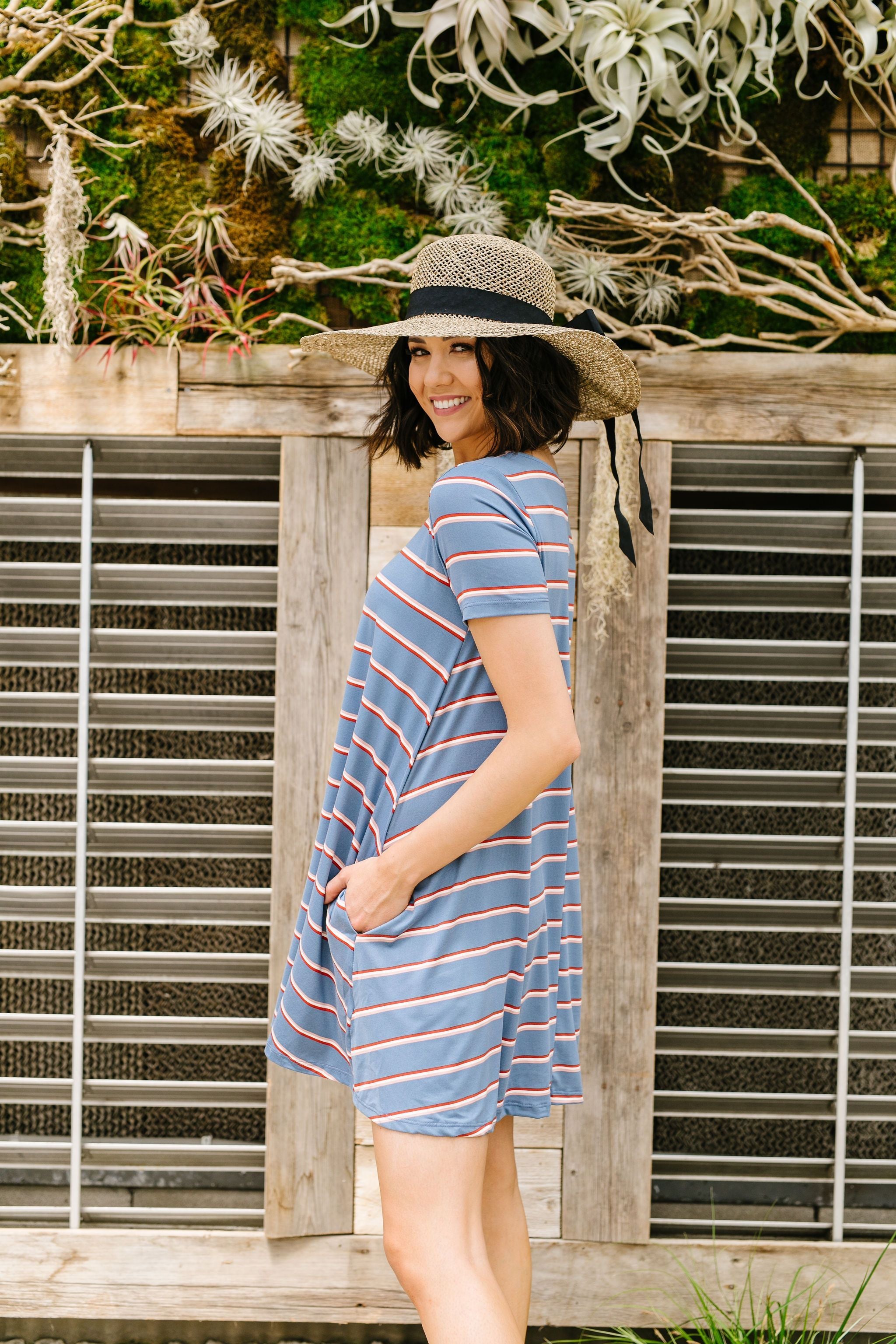 Stripes T-Shirt Dress In Blue