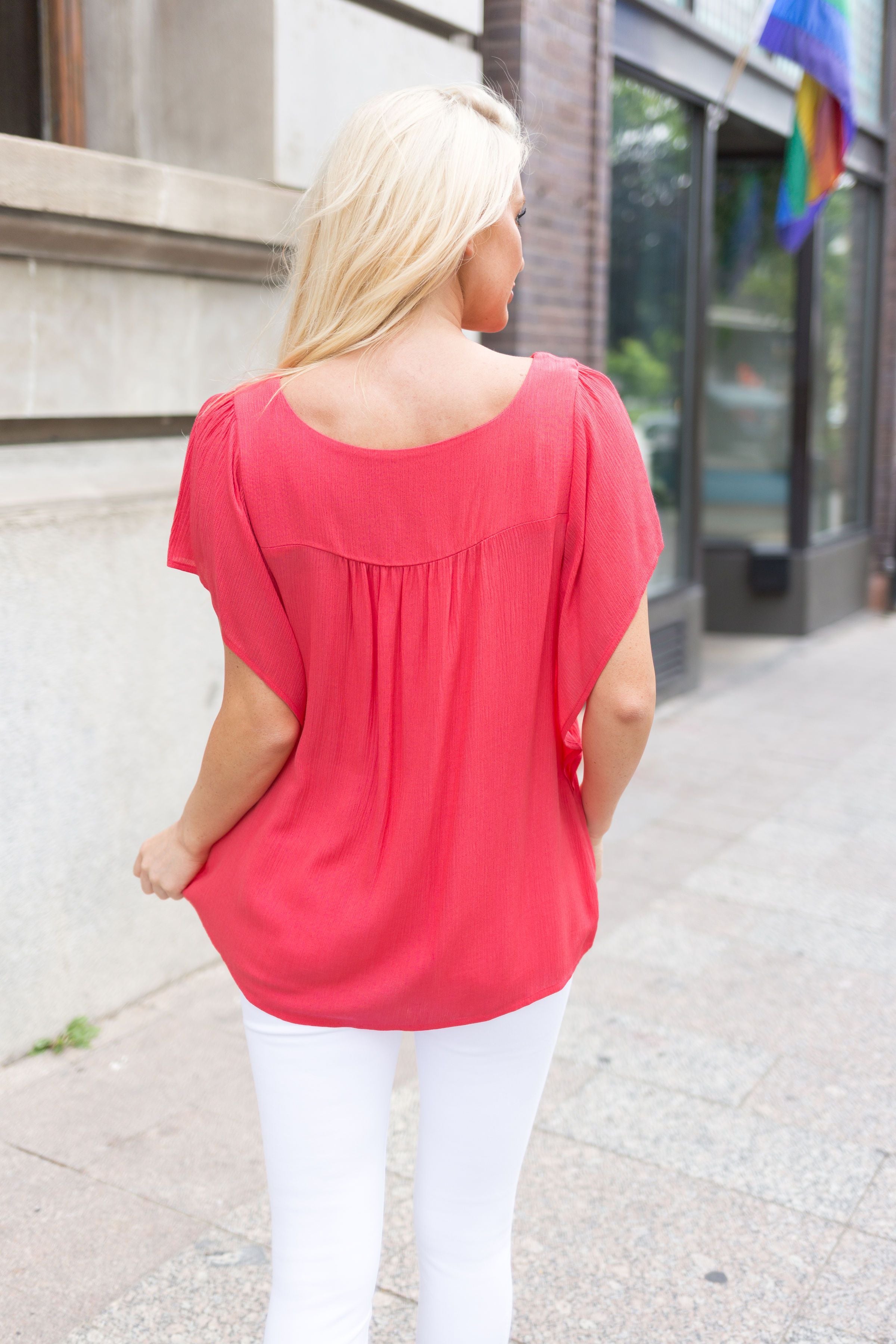 Summer Breeze Blouse In Melon