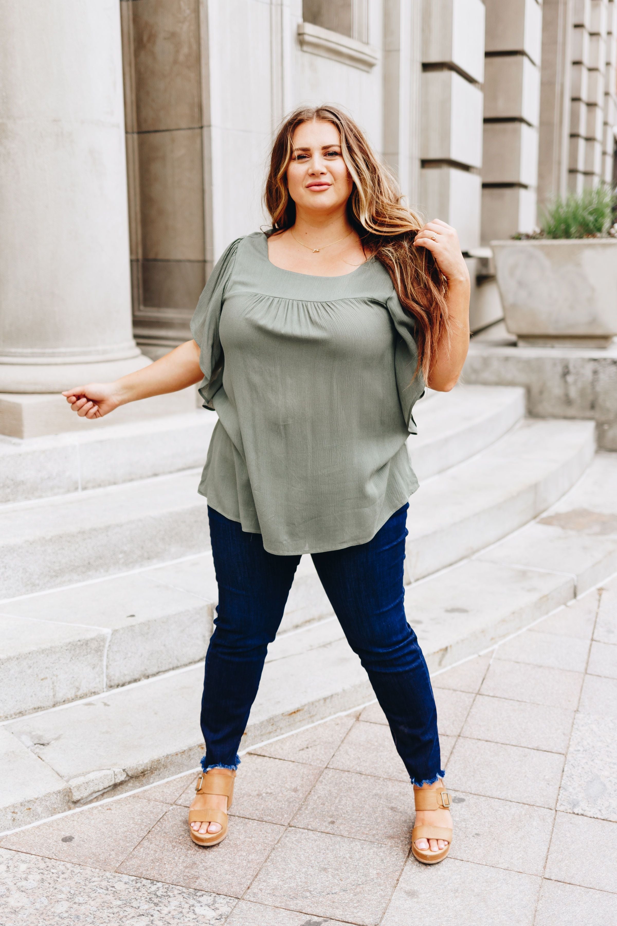 Summer Breeze Blouse In Sage