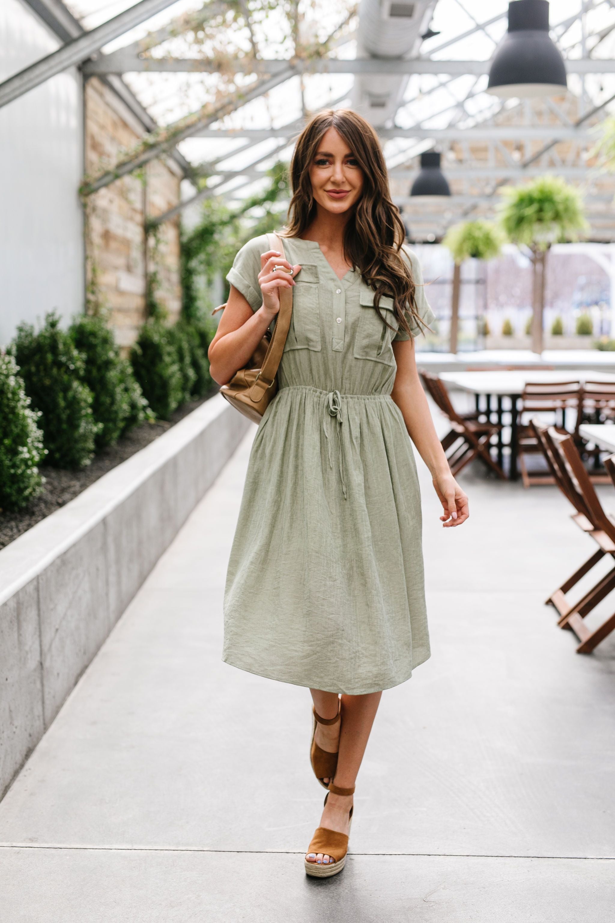 Summer Camp Sage Shirt Dress