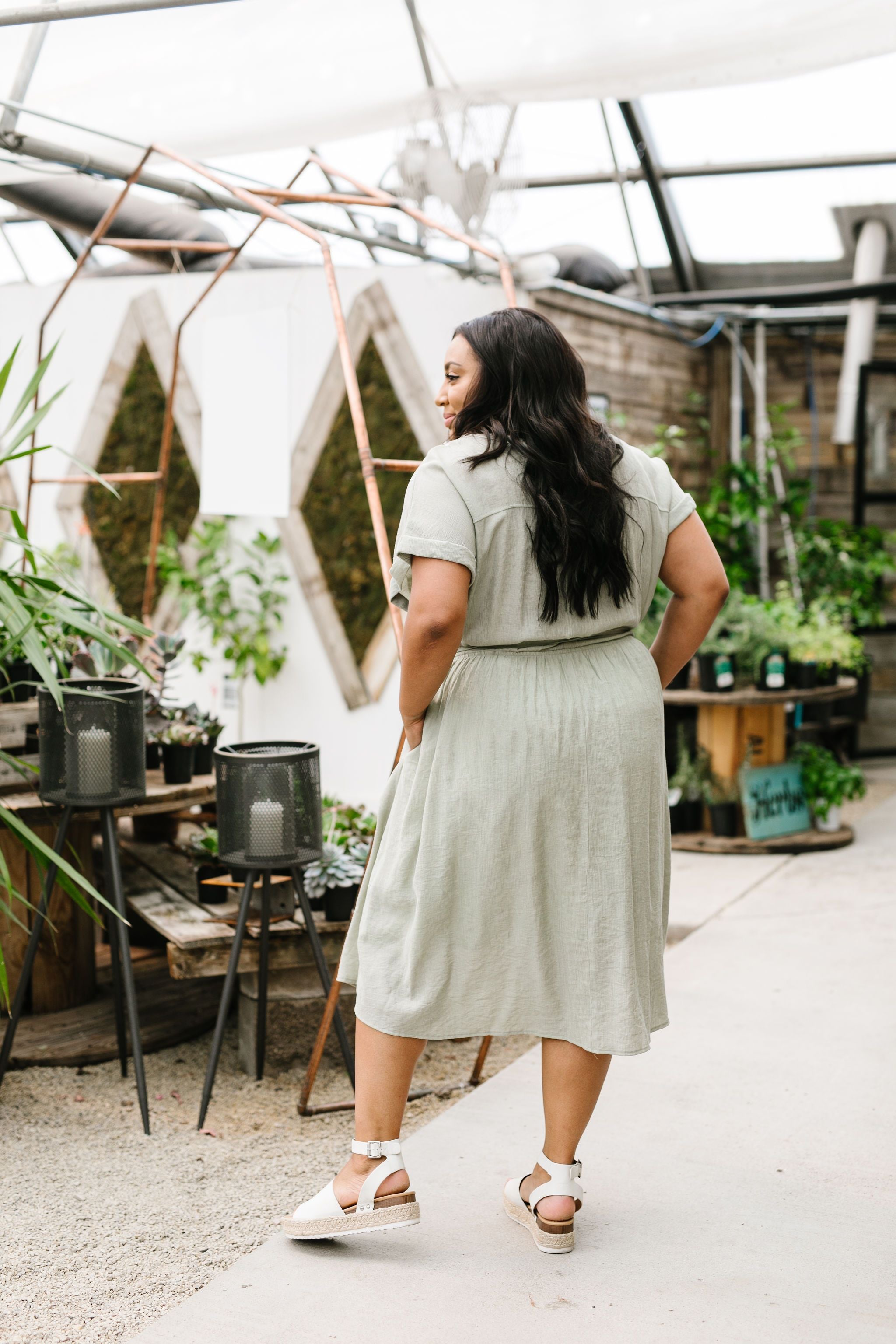 Summer Camp Sage Shirt Dress