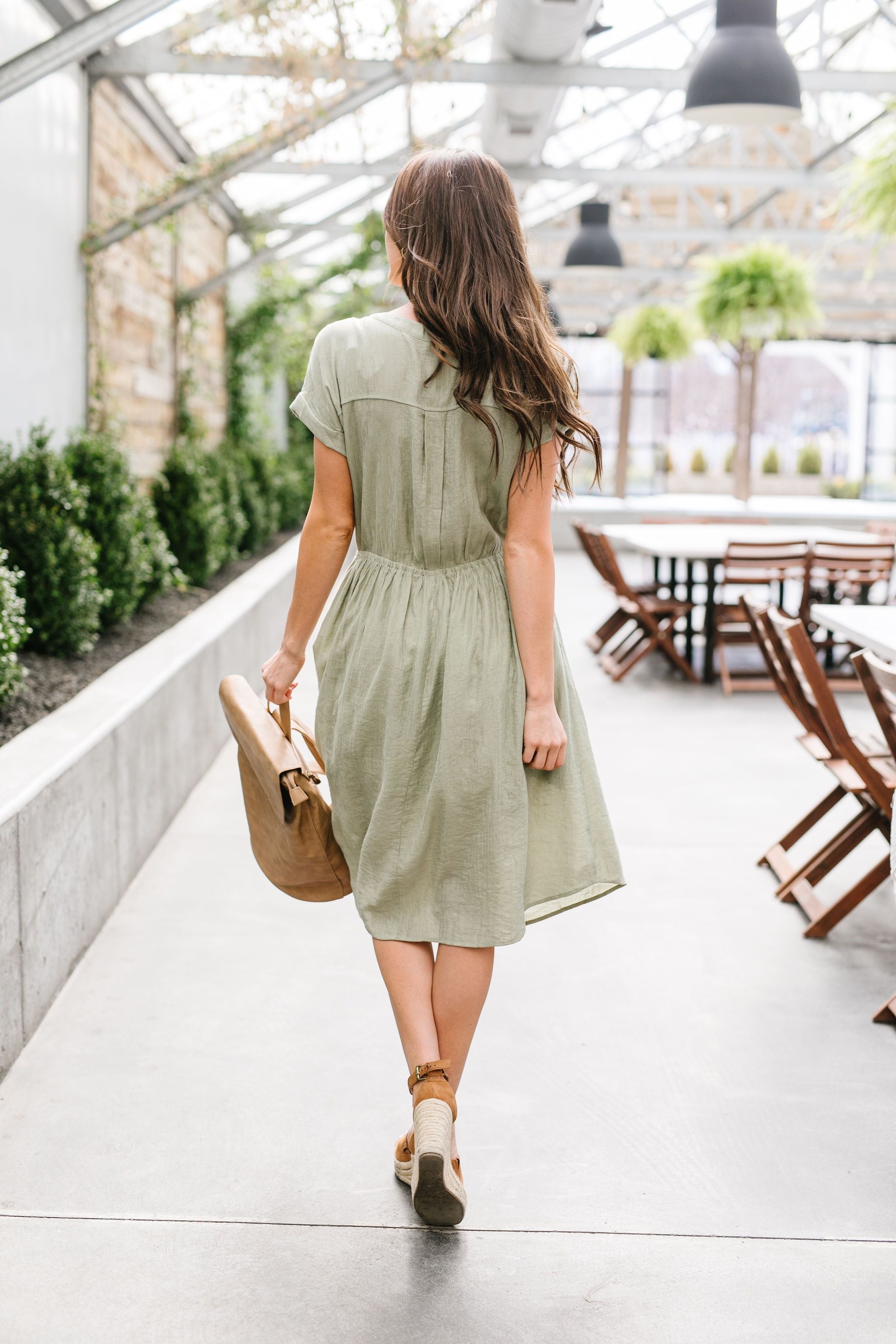 Summer Camp Sage Shirt Dress