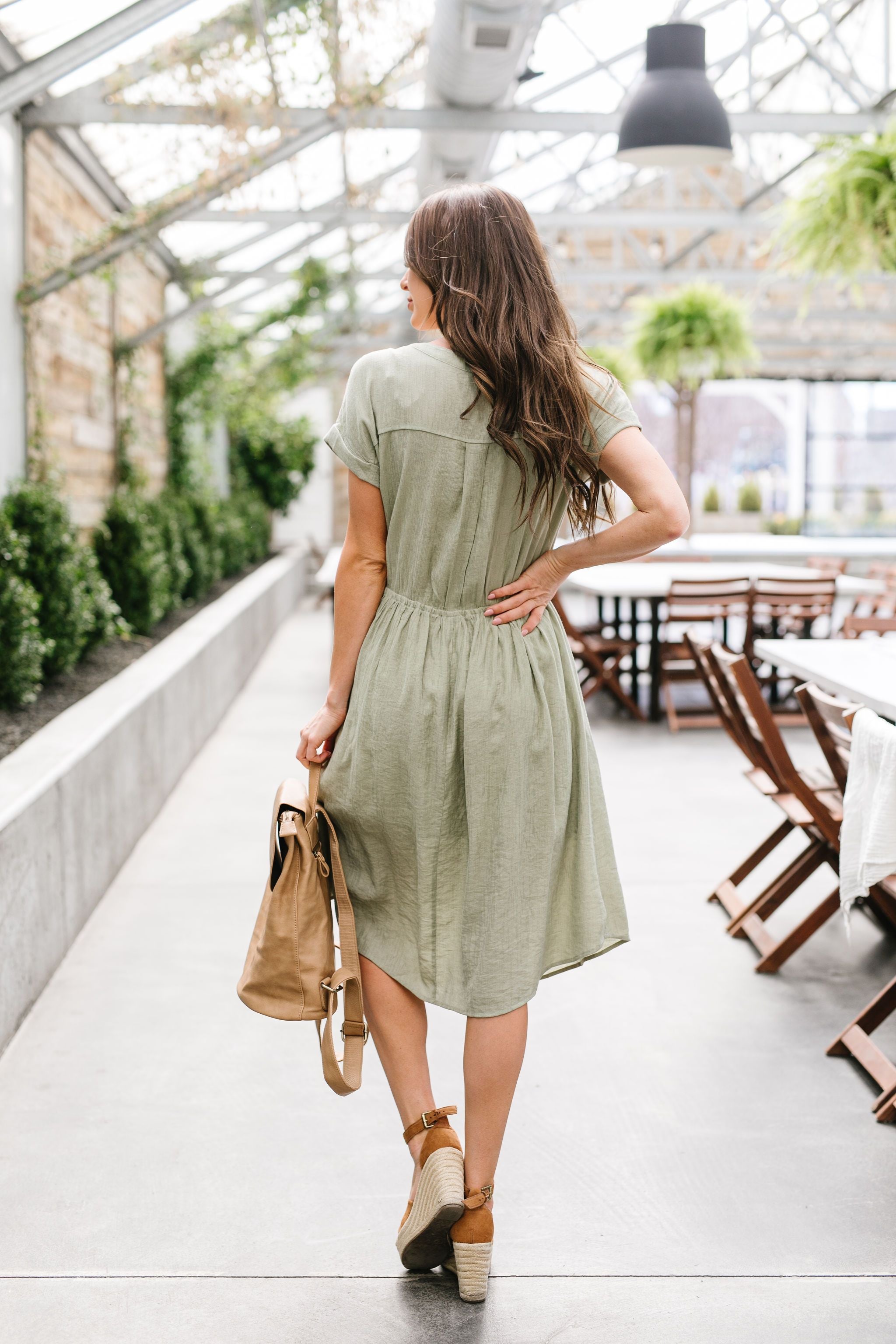 Summer Camp Sage Shirt Dress