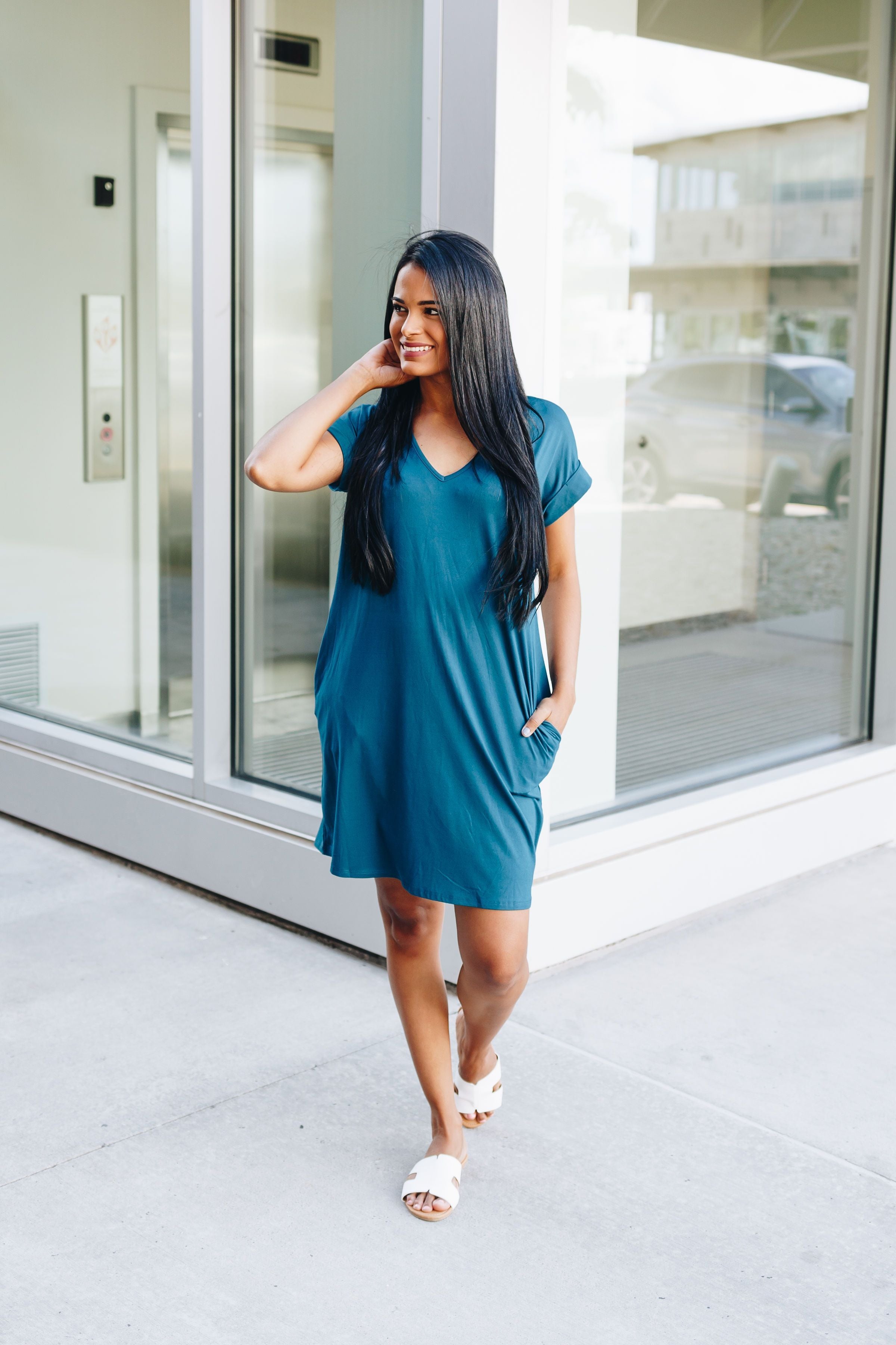 Summer Comfort Dress In Teal