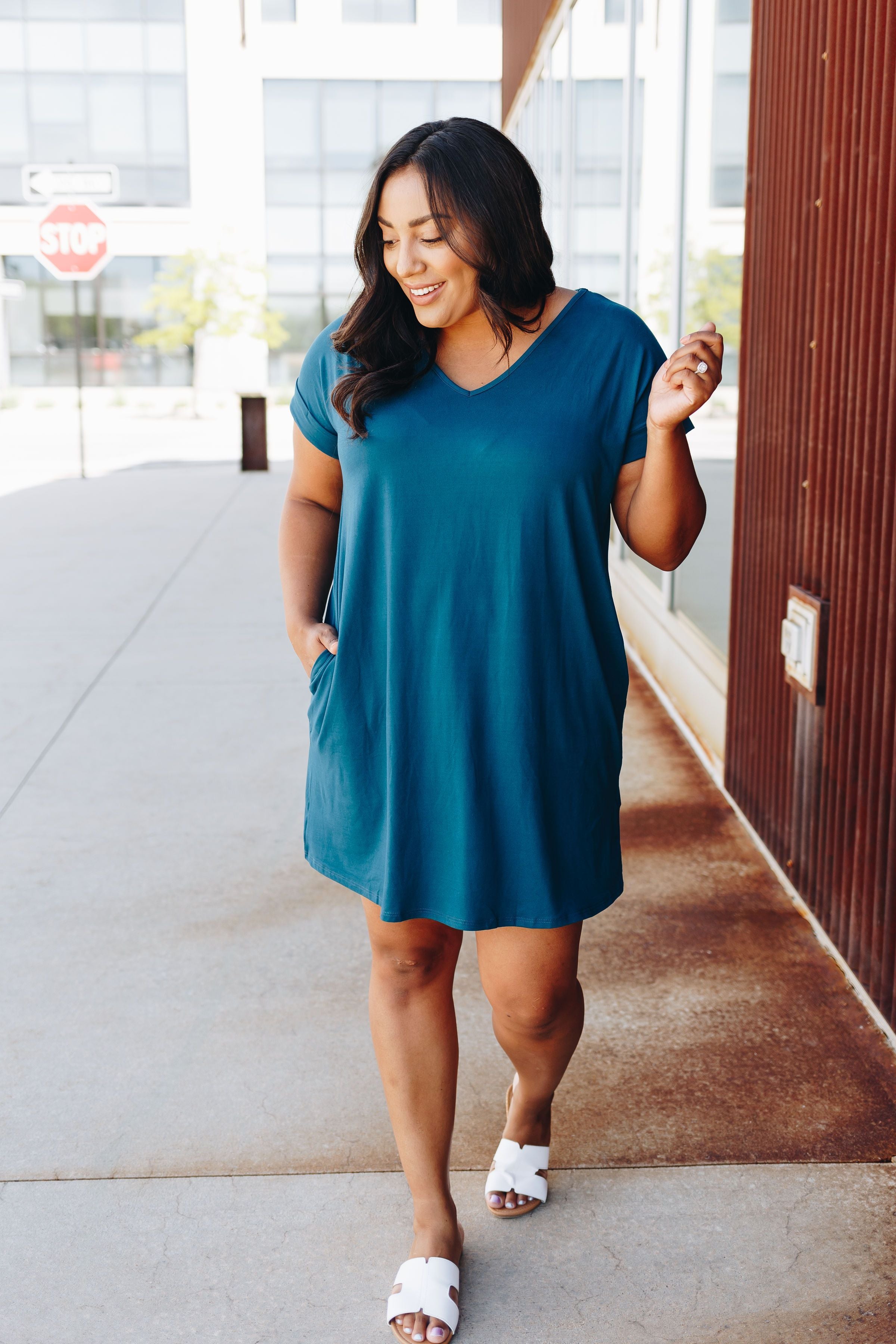 Summer Comfort Dress In Teal