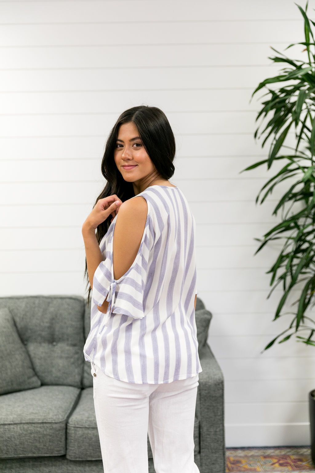 Summertime Blues Striped Blouse