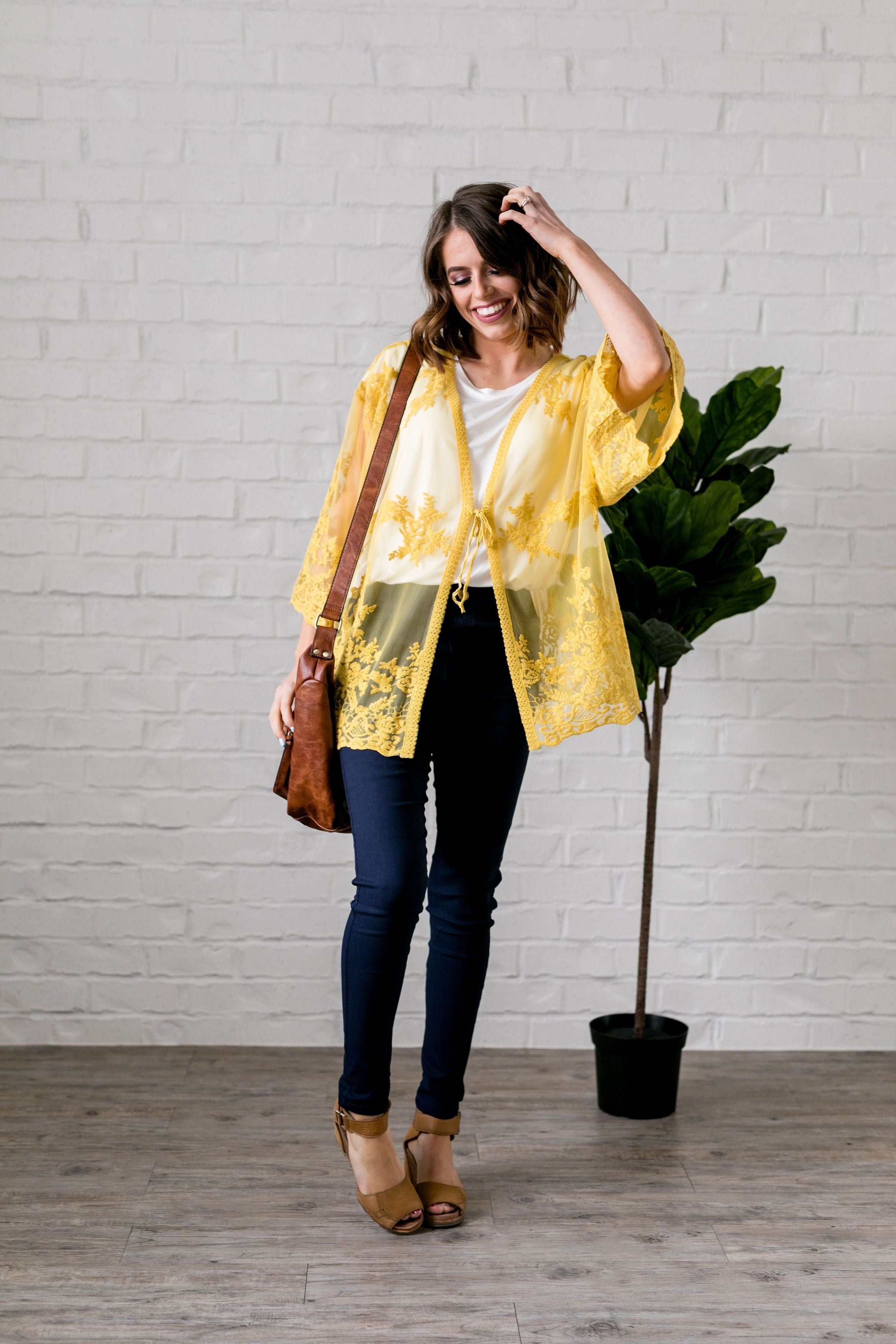 Sweet As Honey Lace Kimono - ALL SALES FINAL