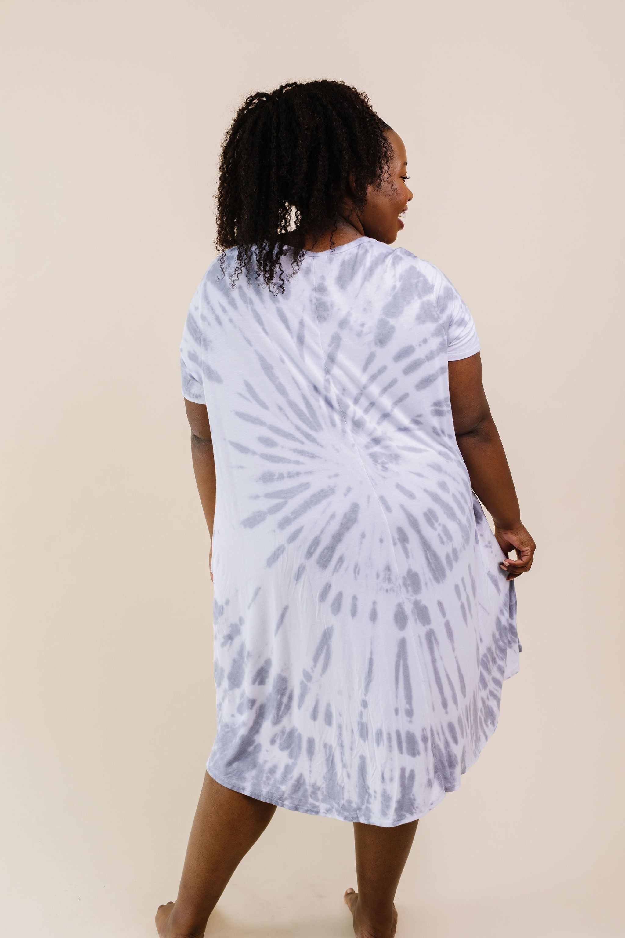 Swirl Tie Dye Dress In Gray