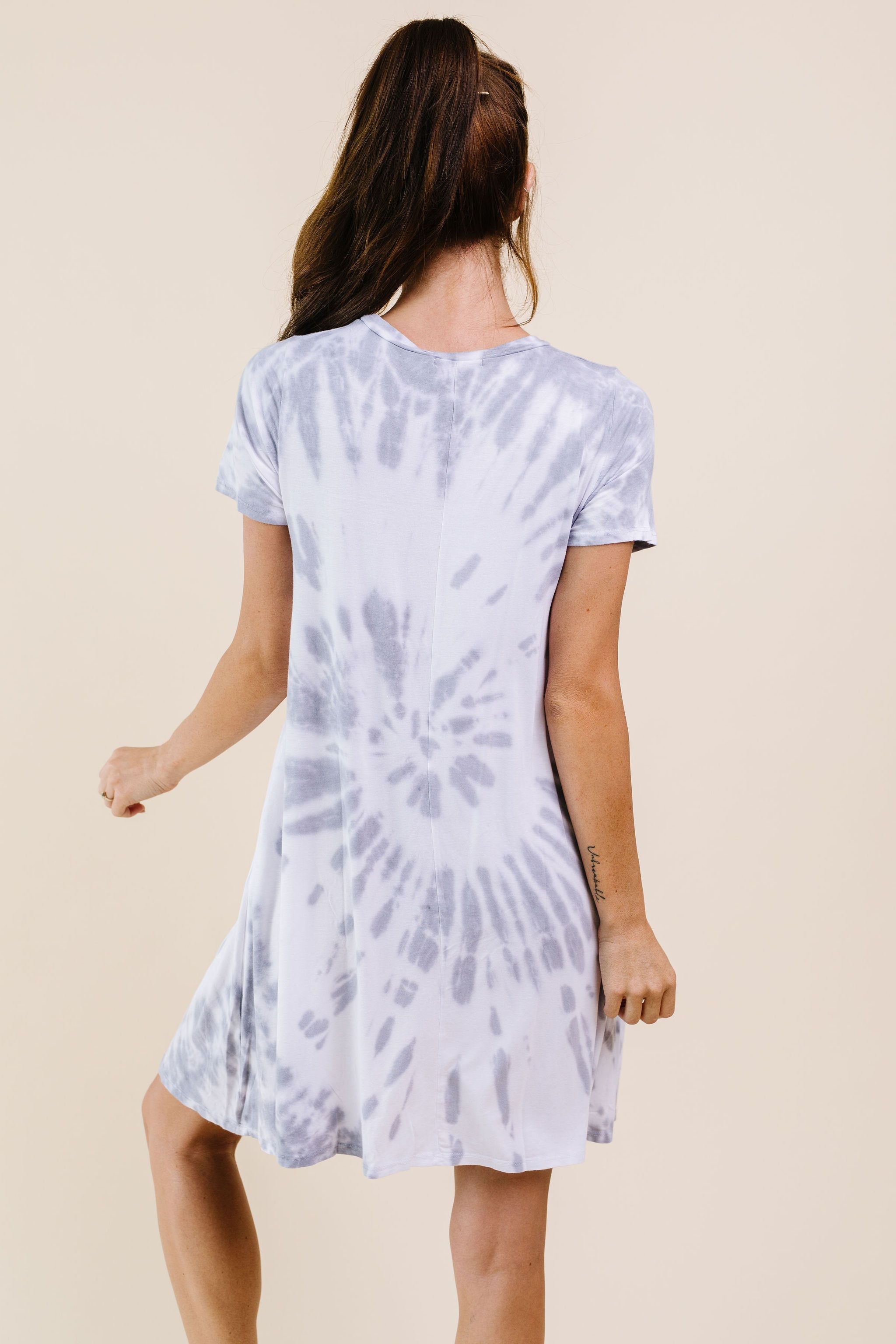 Swirl Tie Dye Dress In Gray