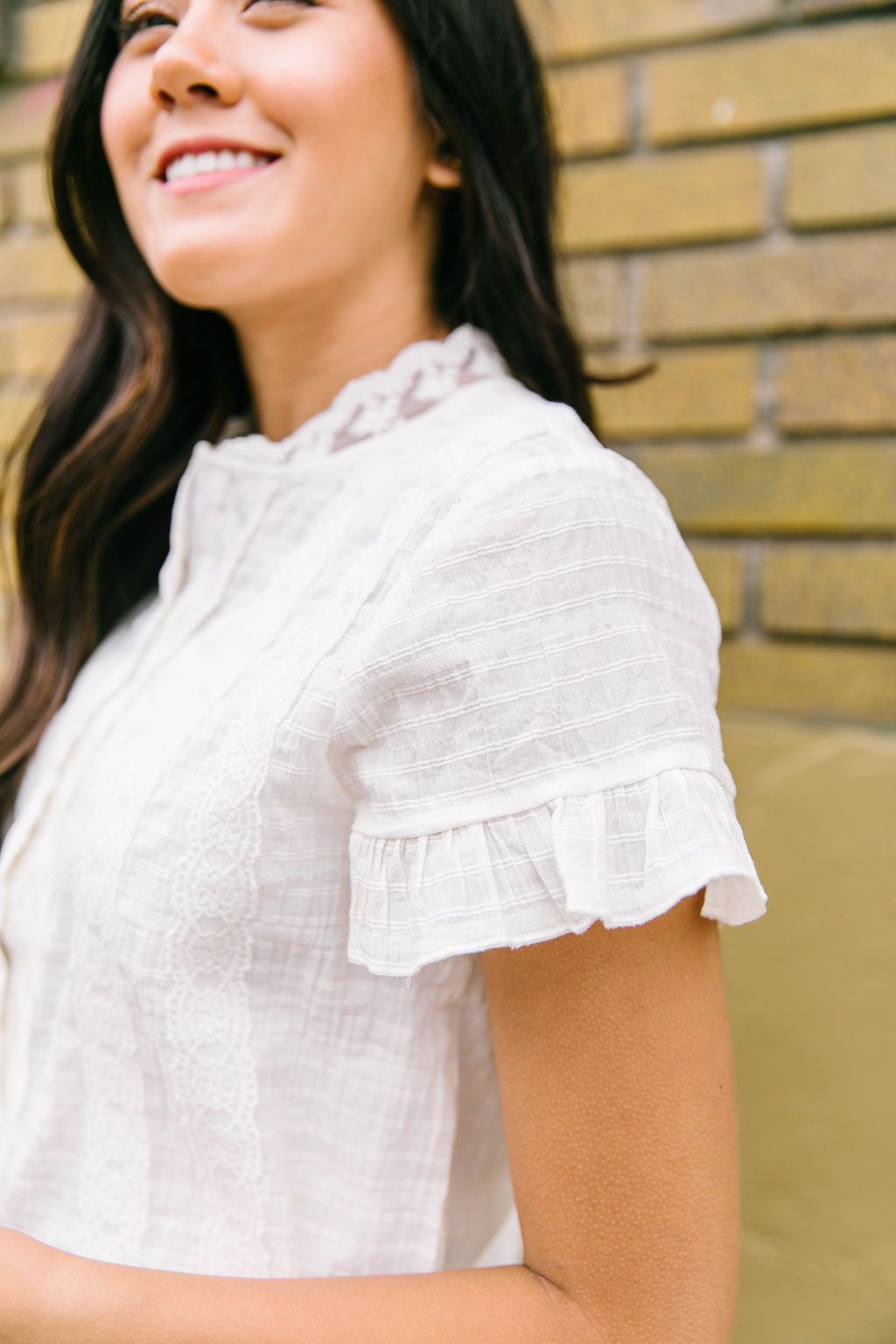 Sybil Lace Button-Down Blouse