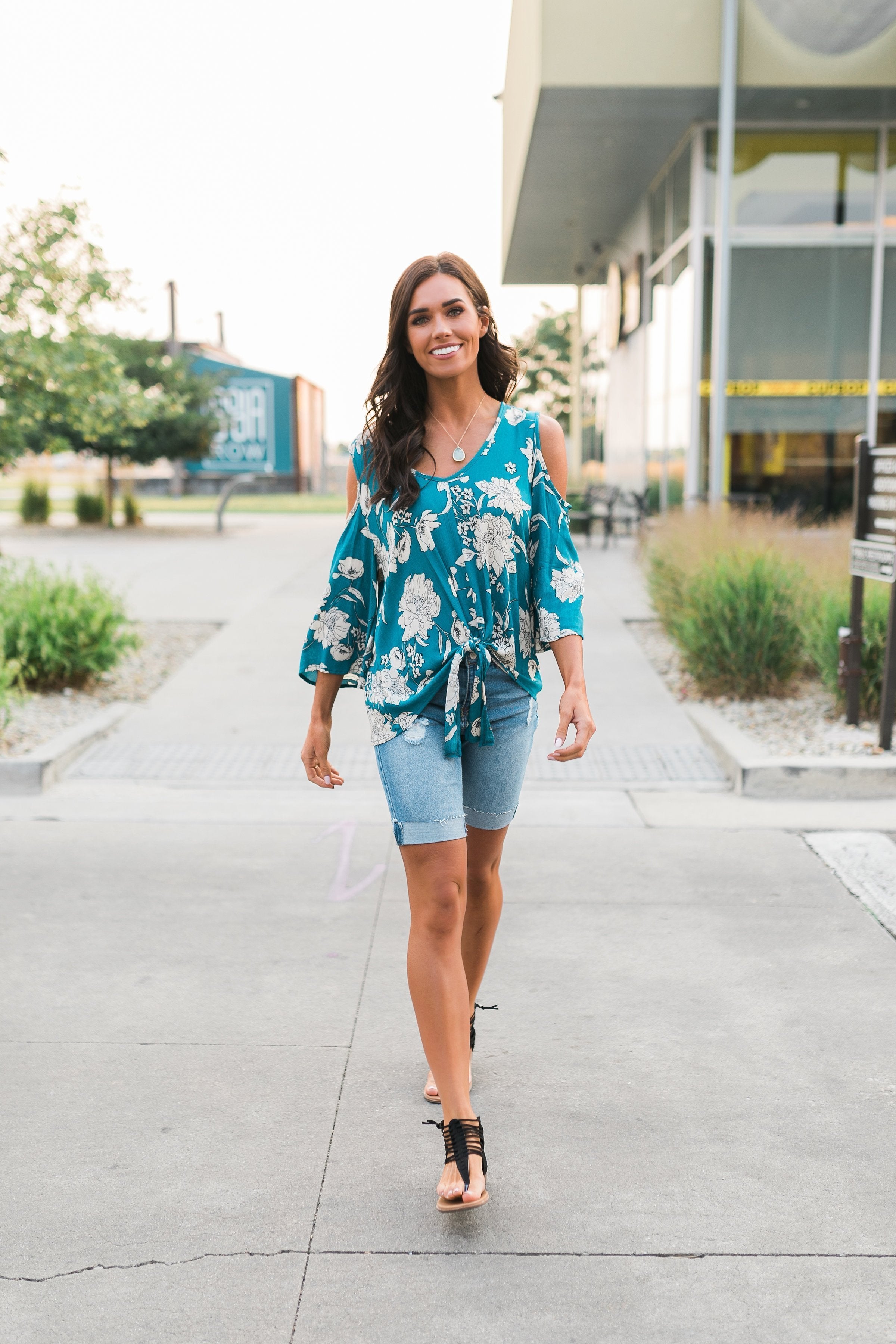 Teal Magnolia Top