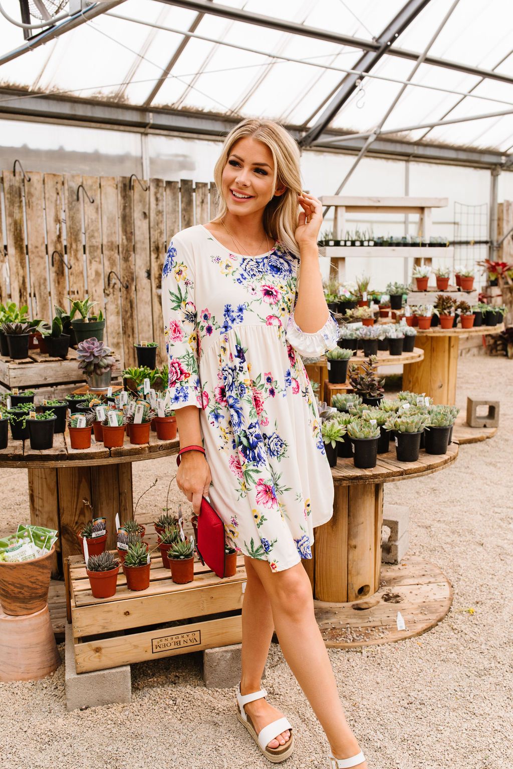 Terrace Garden Dress In Ivory