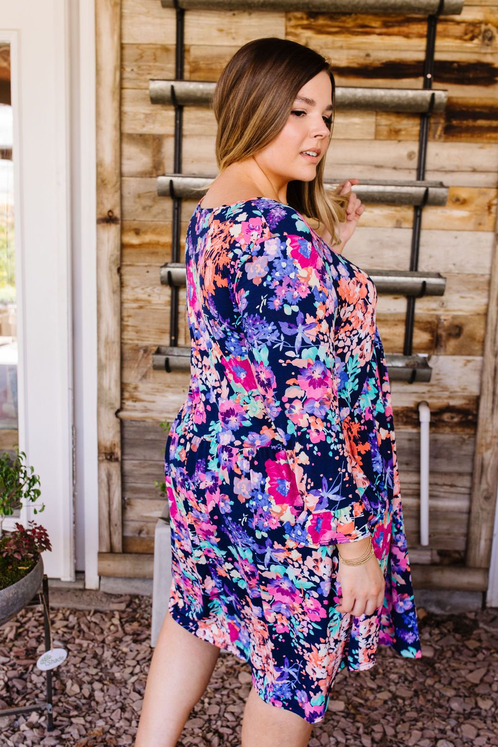 Terrace Garden Dress In Navy