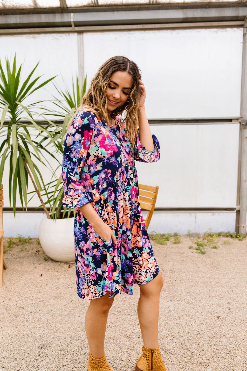 Terrace Garden Dress In Navy