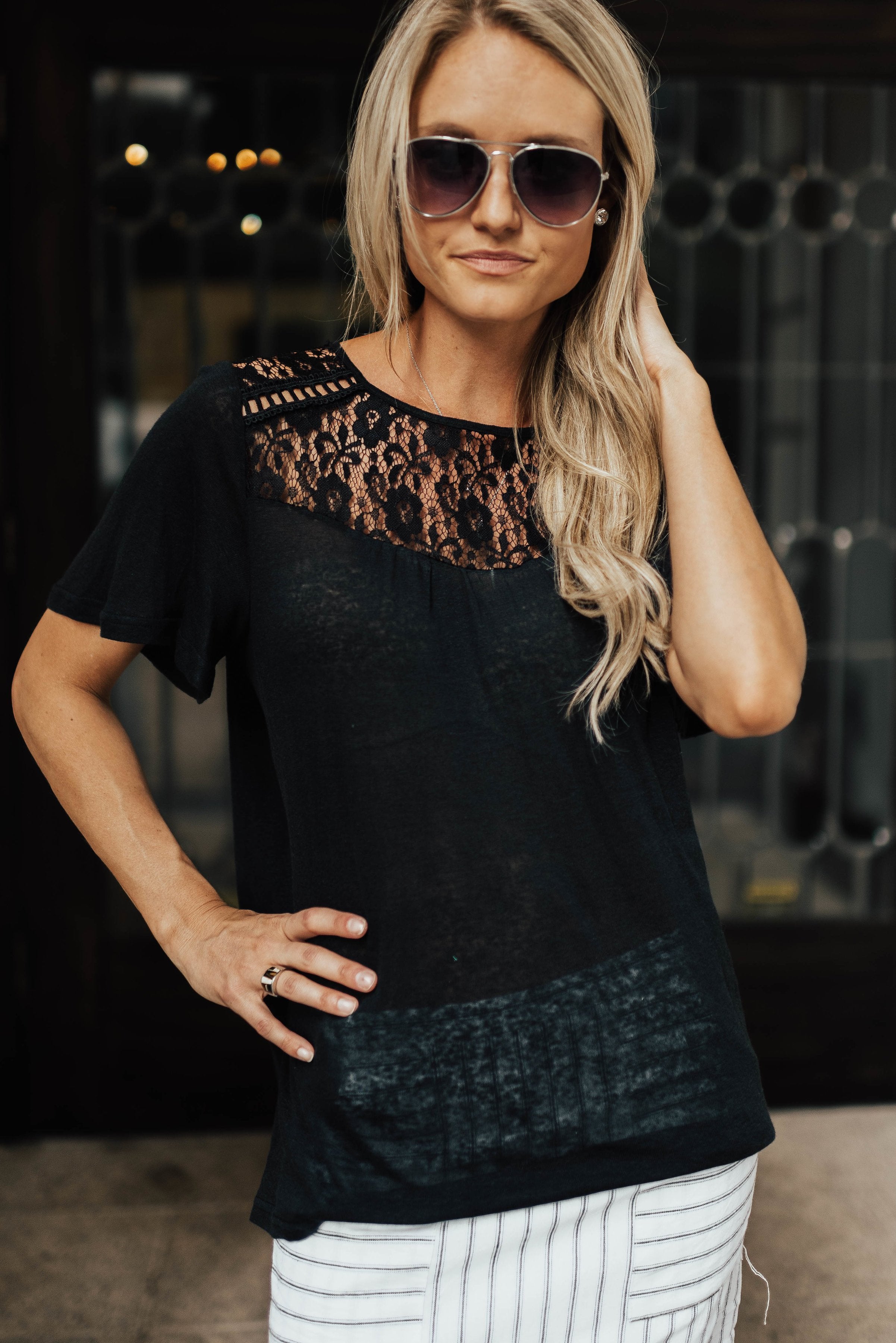 Tessa Lace Top in Black