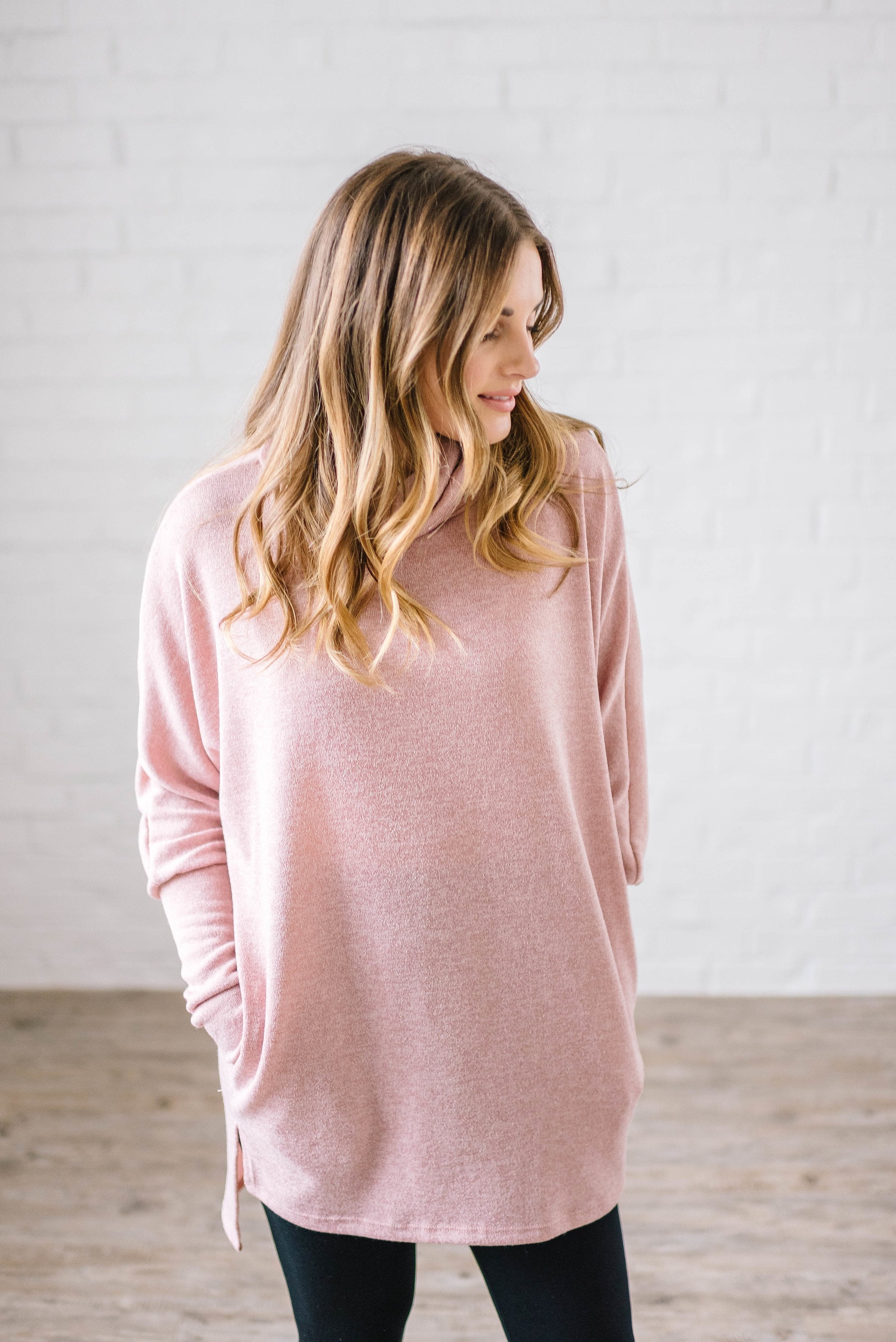 The Brighton Cowl Neck Tunic in Mauve