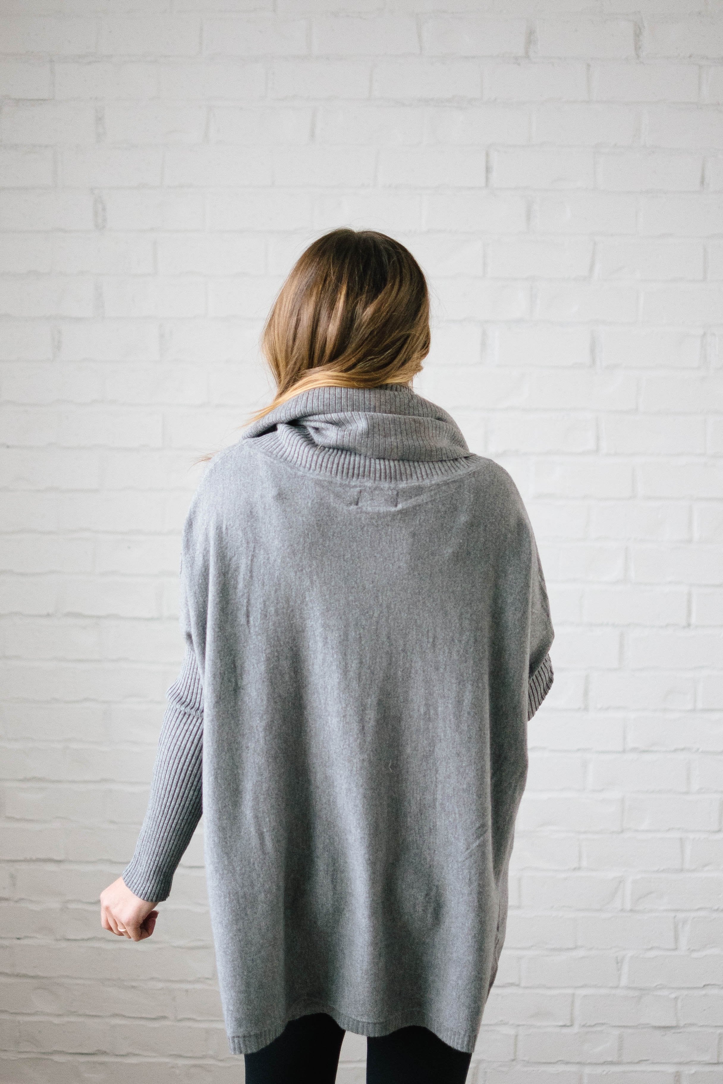 The Cassidy Cowl Neck Sweater in Gray