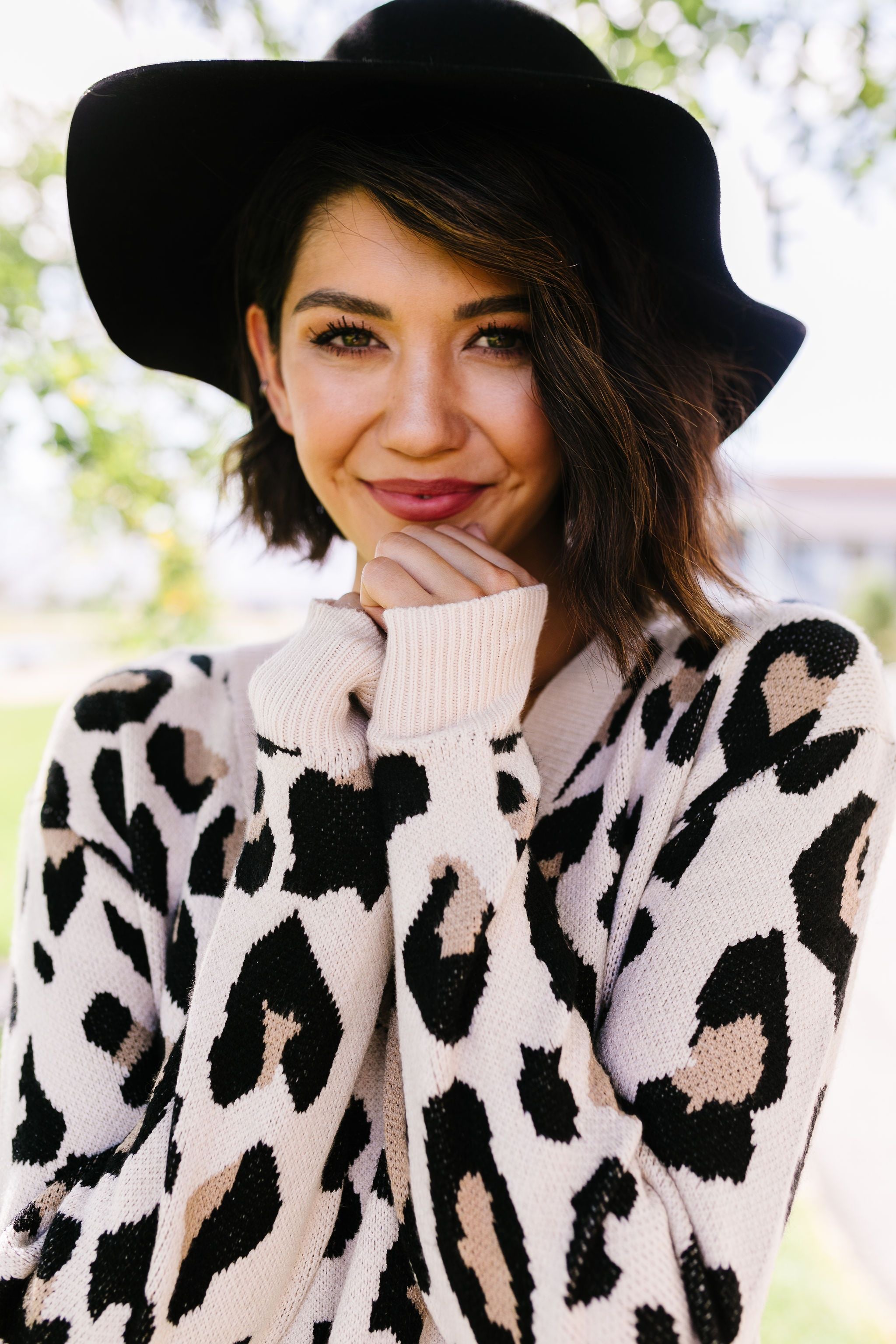 The Cat's Meow Leopard Sweater In Cream