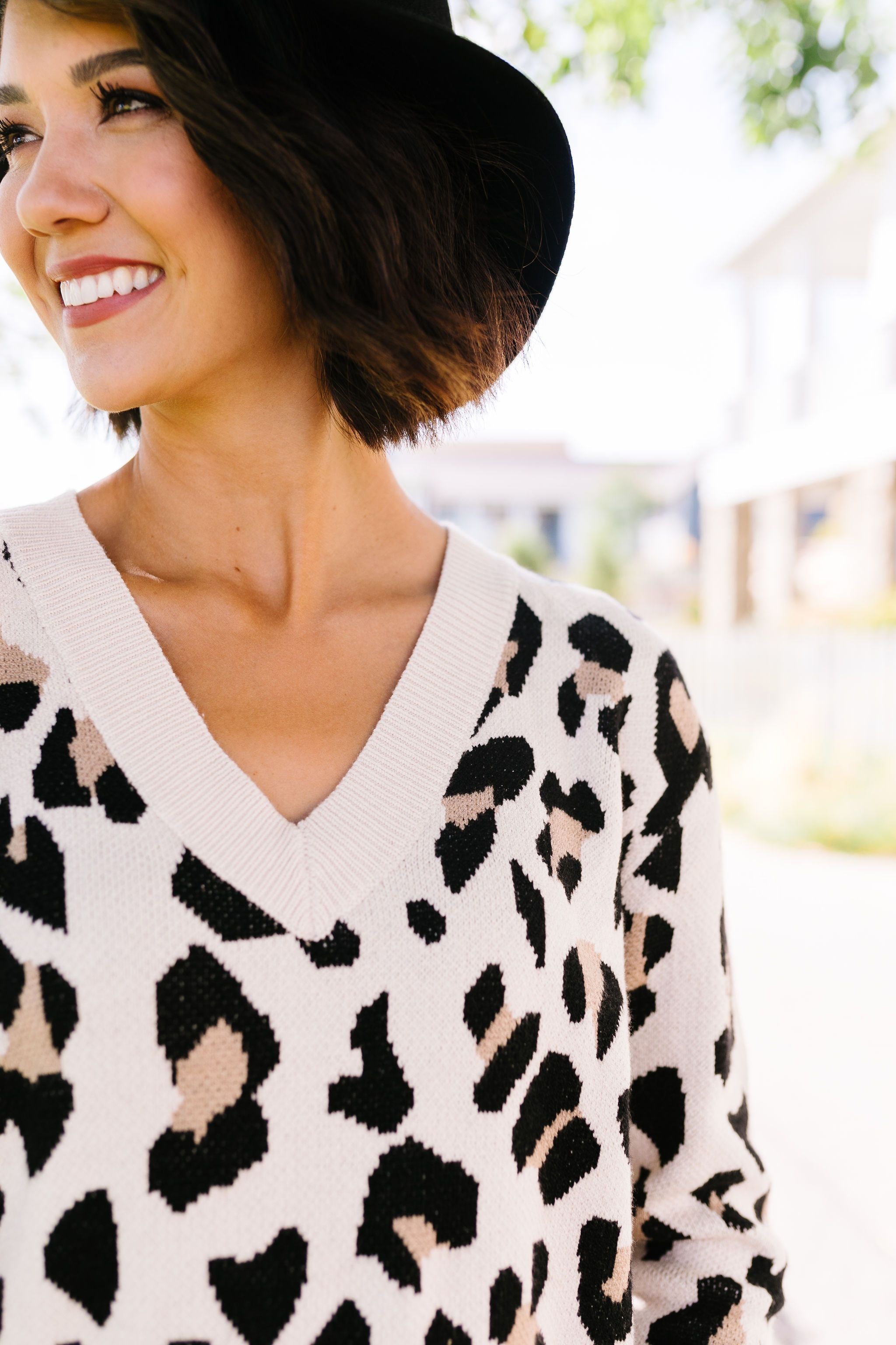 The Cat's Meow Leopard Sweater In Cream