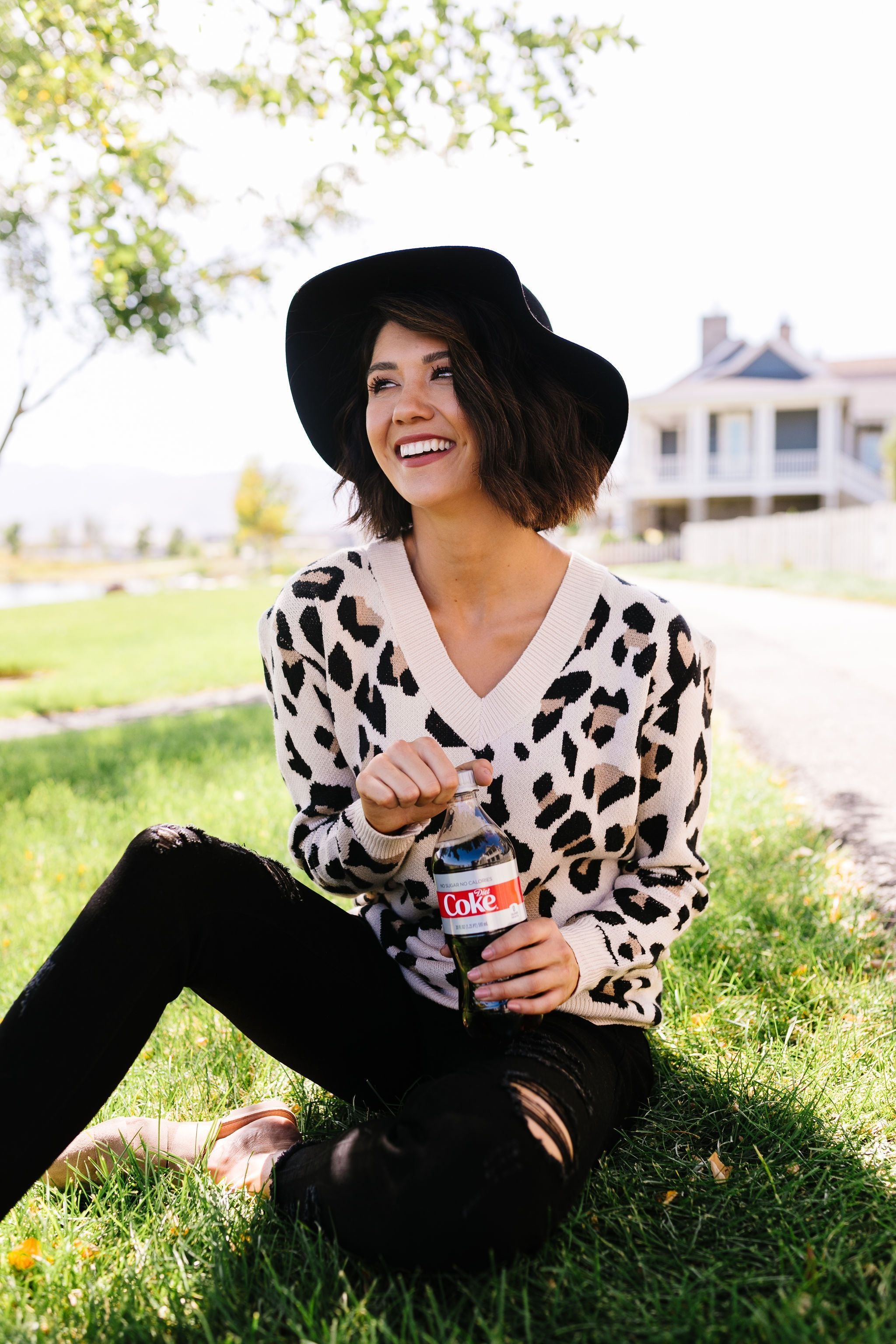 The Cat's Meow Leopard Sweater In Cream