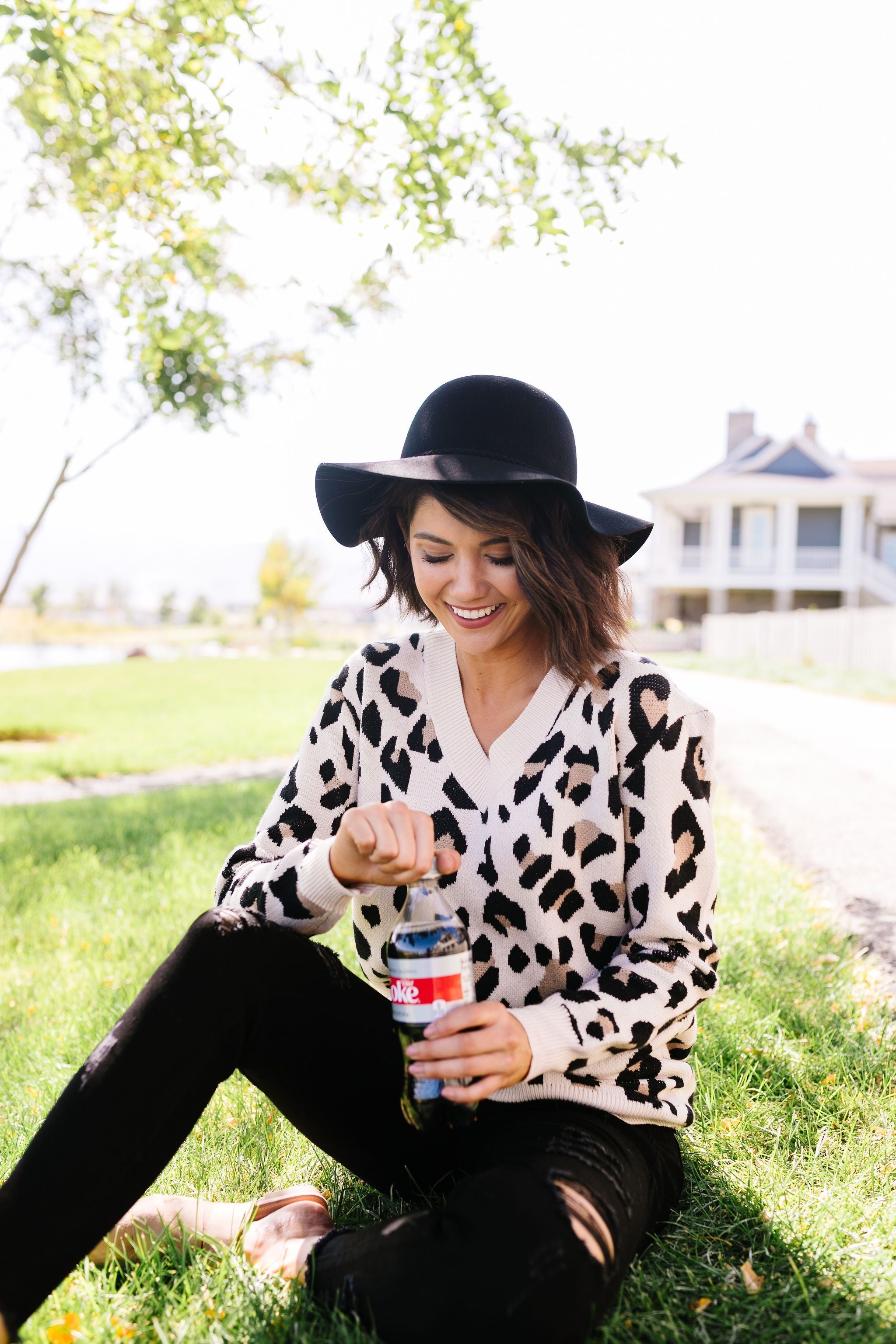 The Cat's Meow Leopard Sweater In Cream