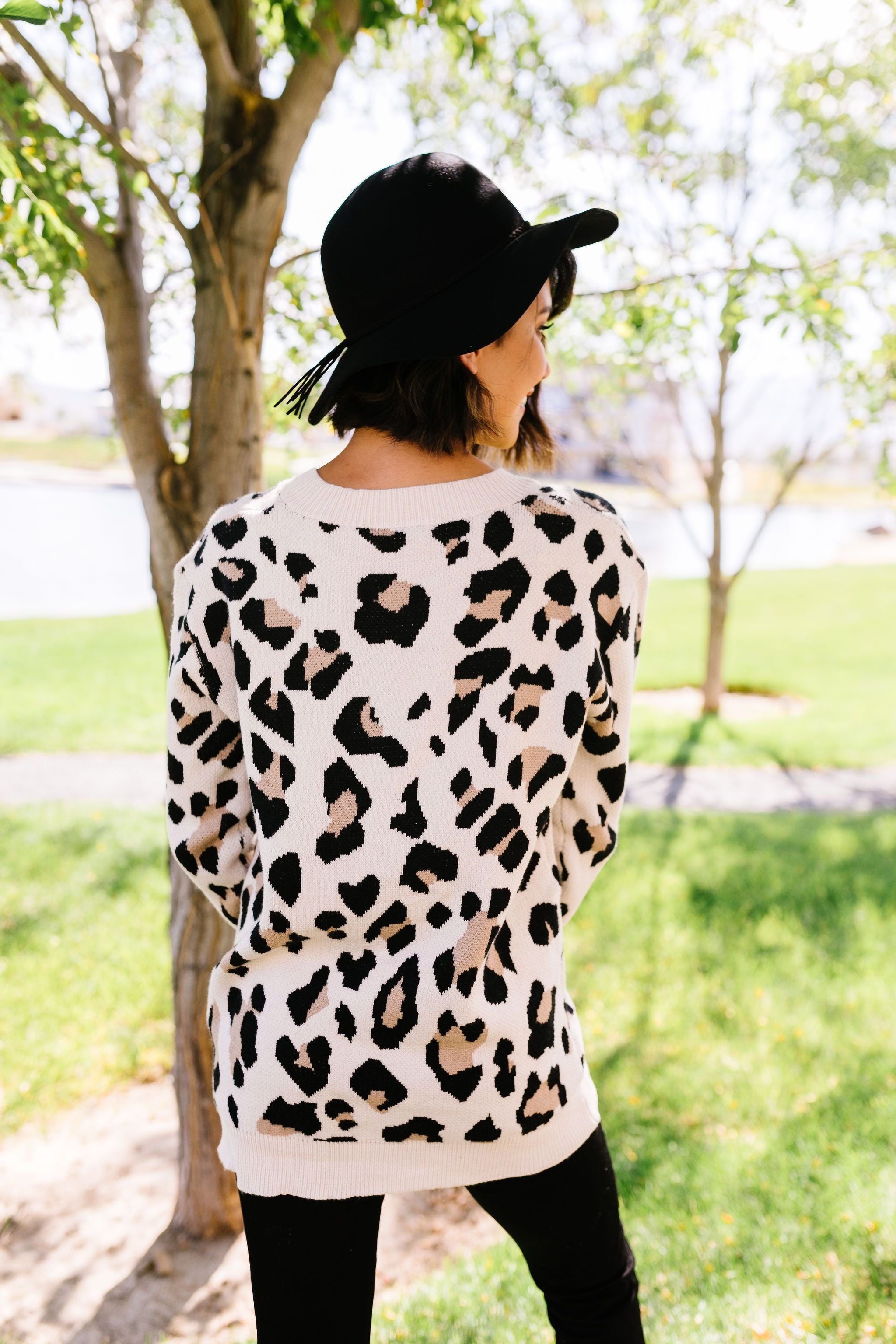 The Cat's Meow Leopard Sweater In Cream