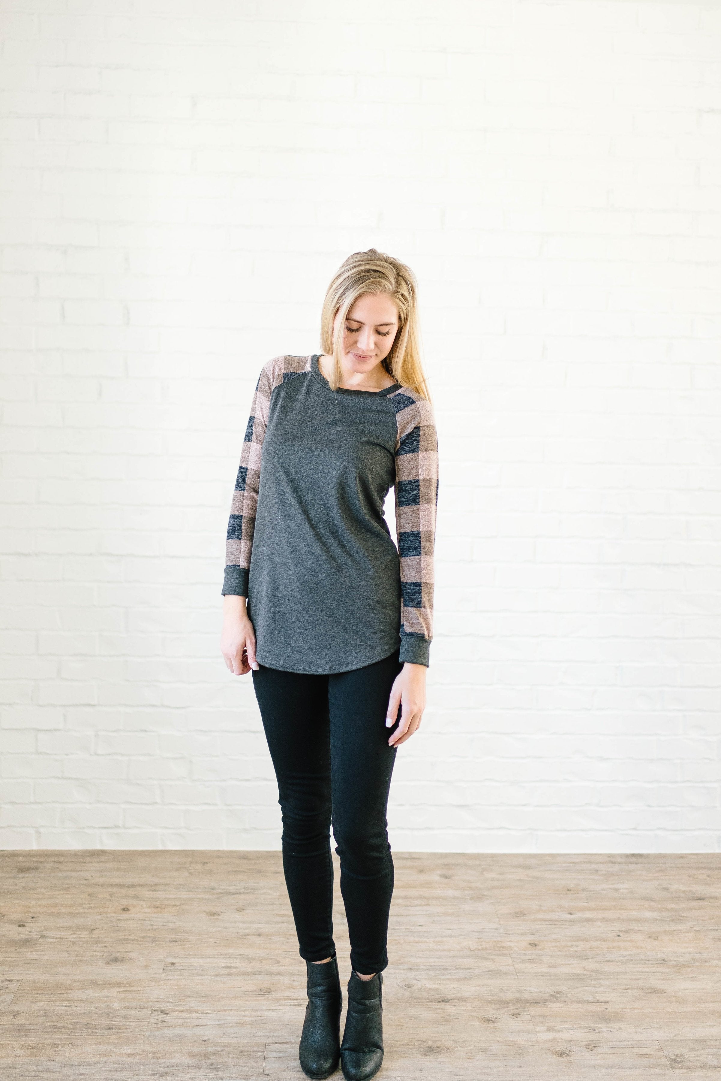 The Cooper Casual Top in Pink & Gray