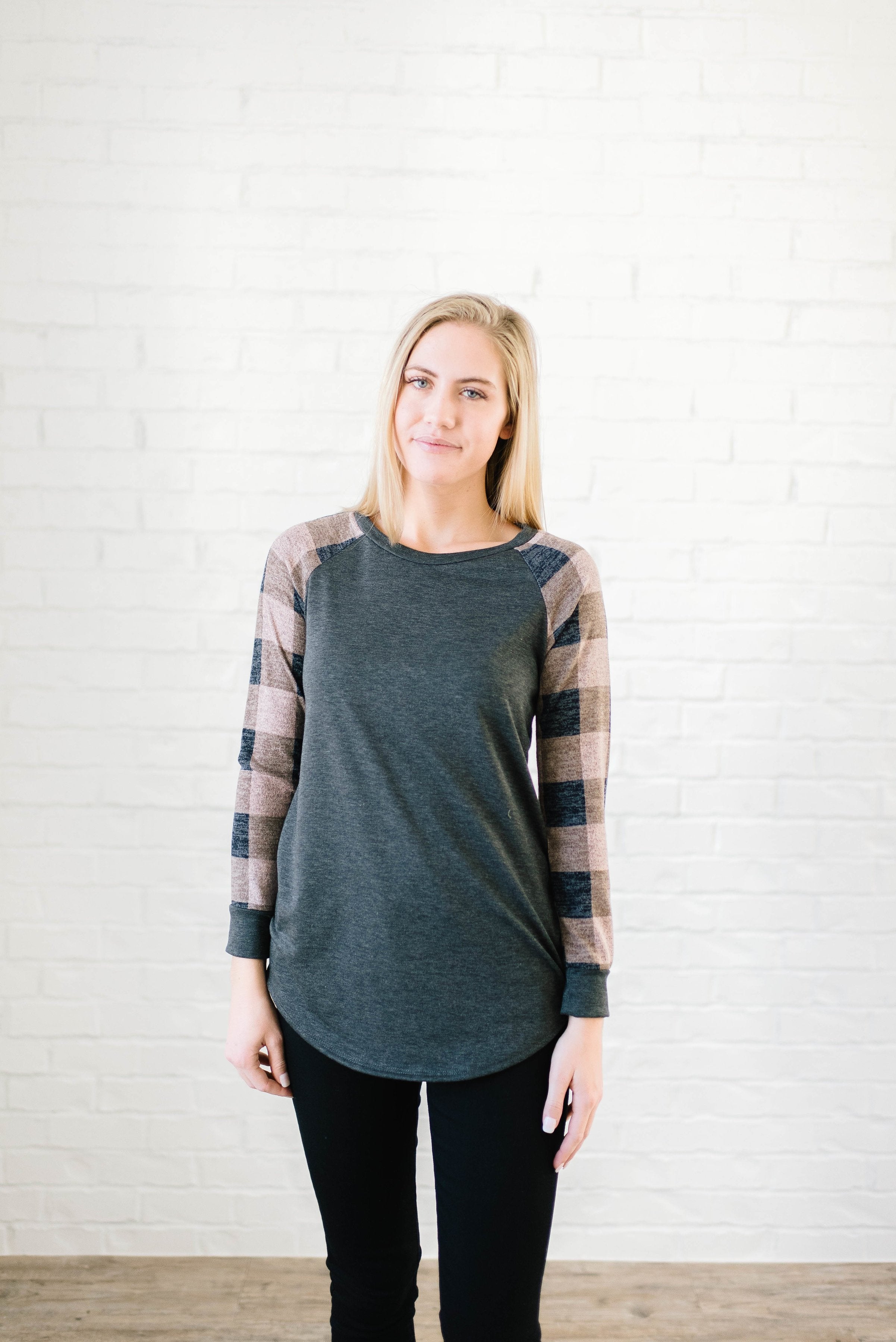 The Cooper Casual Top in Pink & Gray