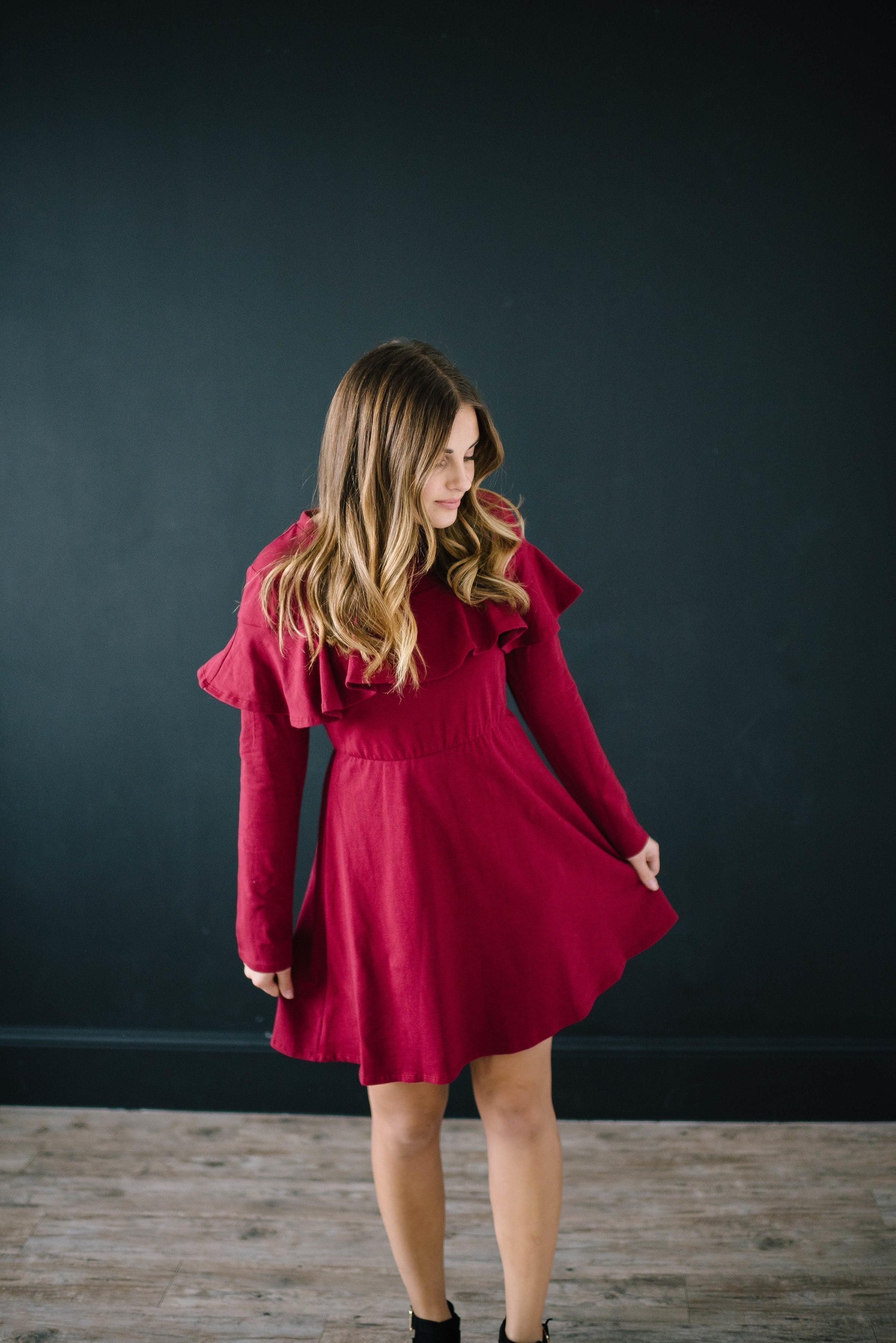 The Liz Knit Dress in Burgundy