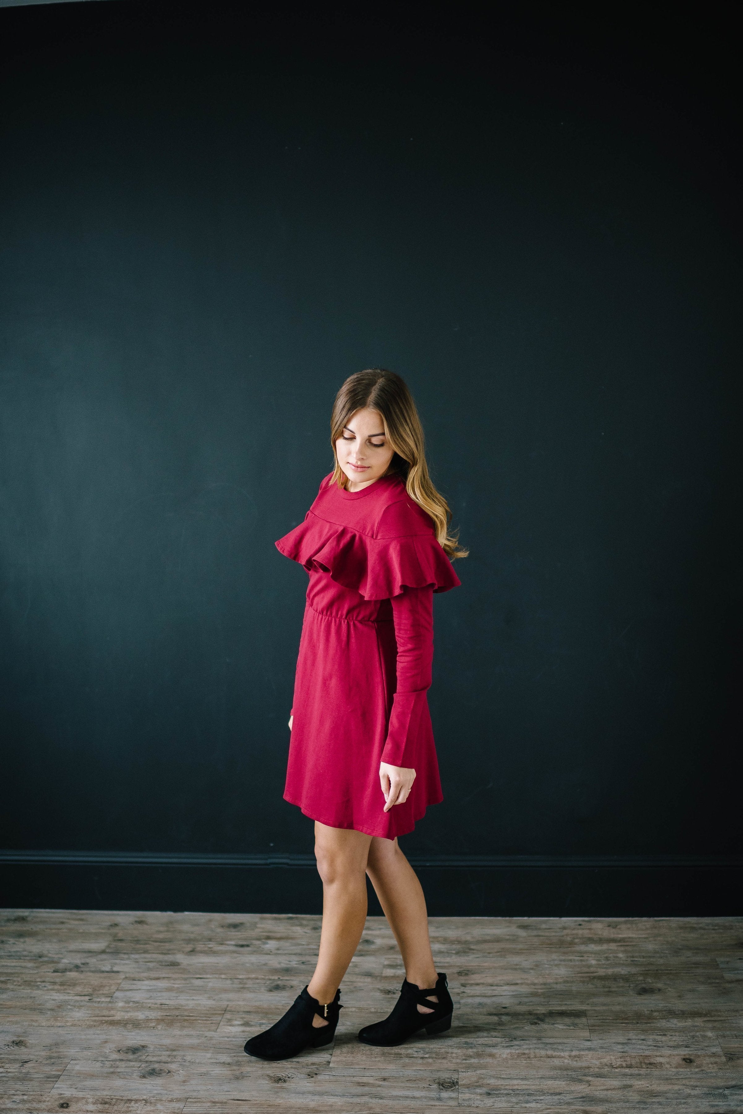 The Liz Knit Dress in Burgundy