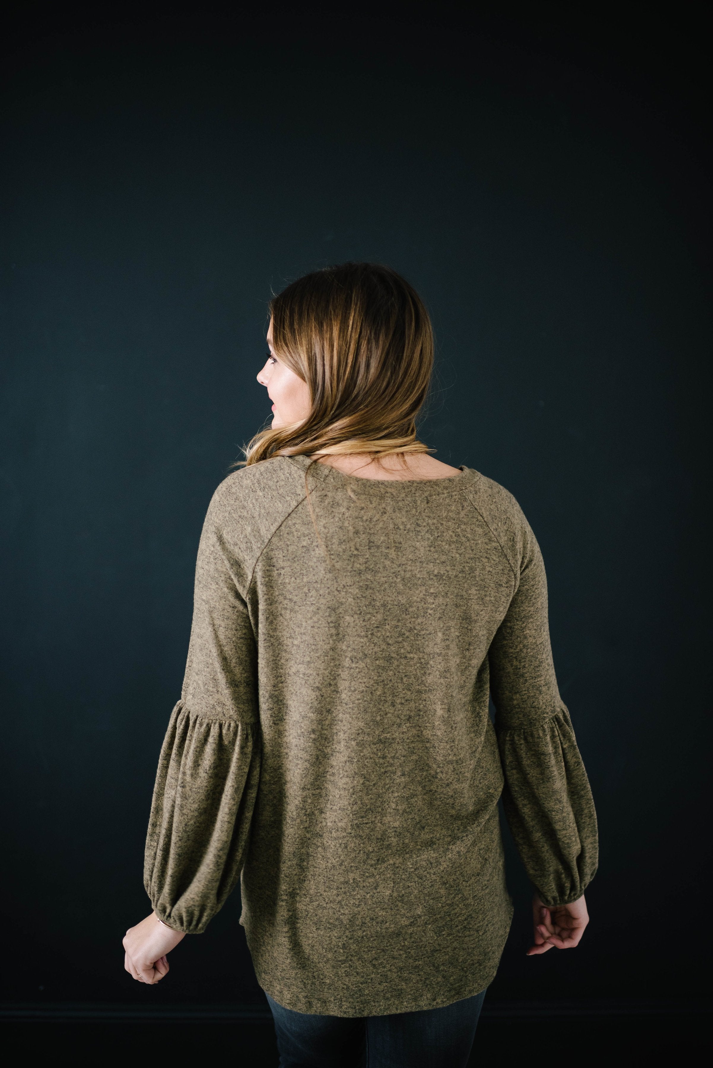 The Madison Top in Heathered Olive