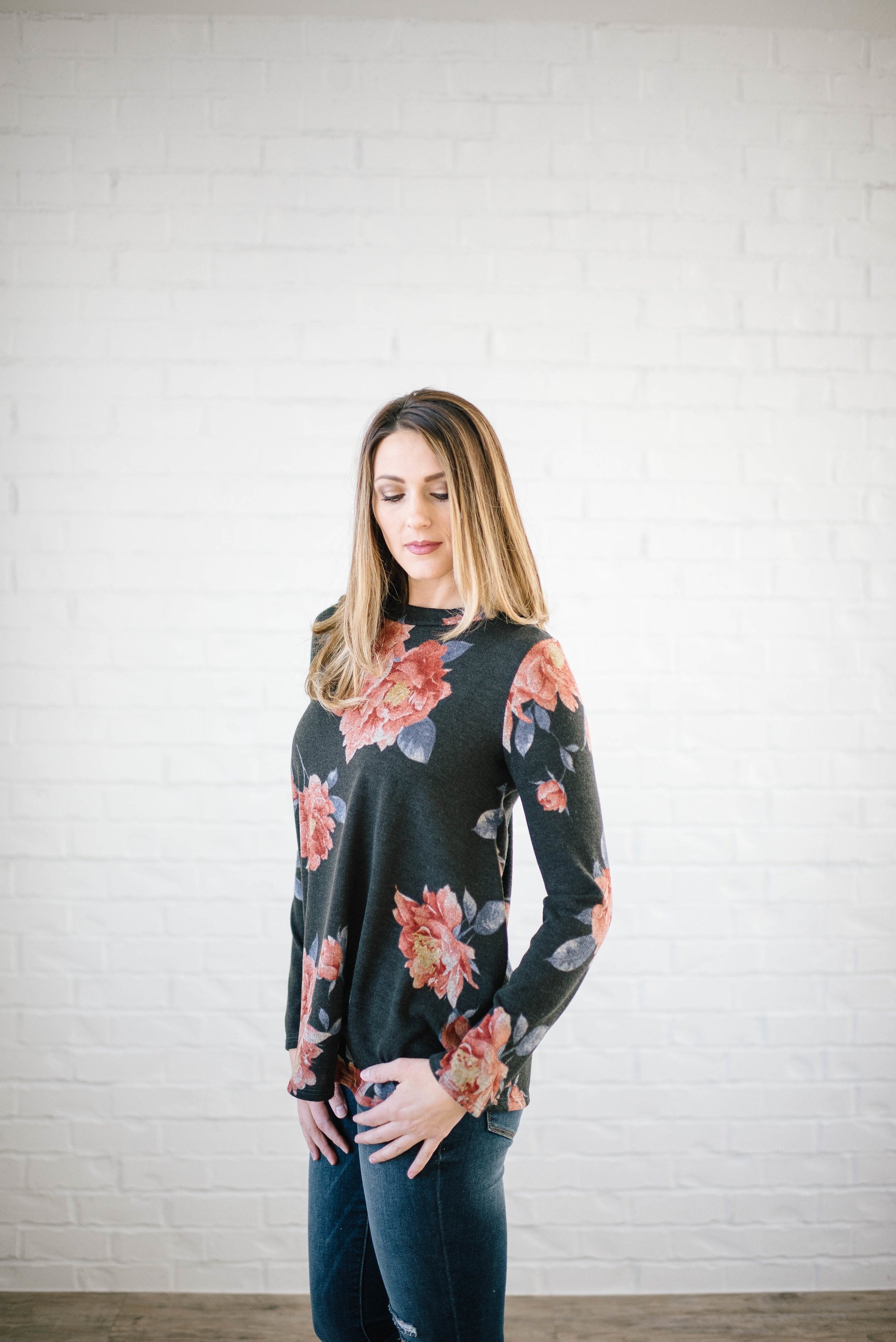 The Peony Knit Top in Charcoal