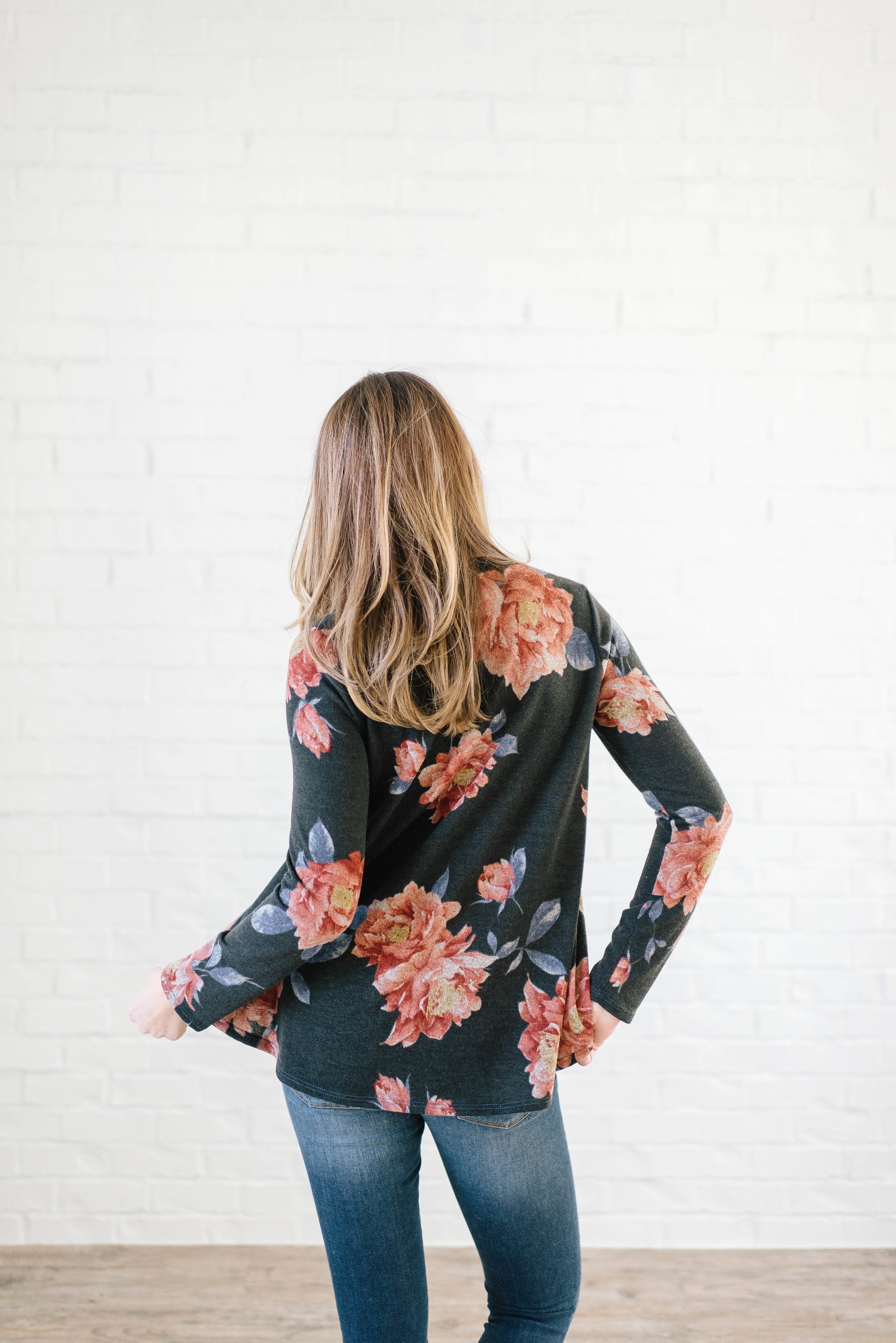 The Peony Knit Top in Charcoal