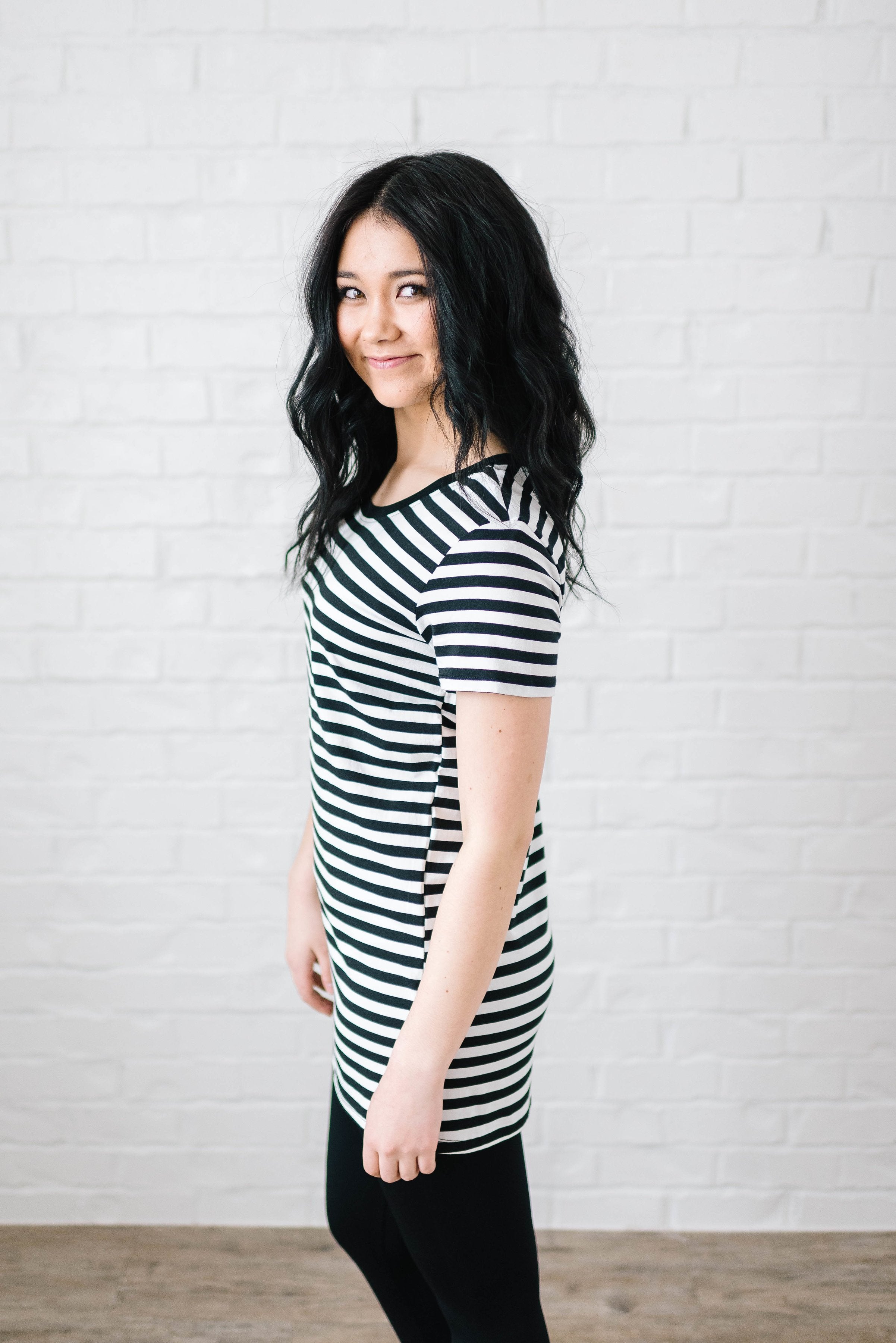 The Stacy Striped Dress in Black & White