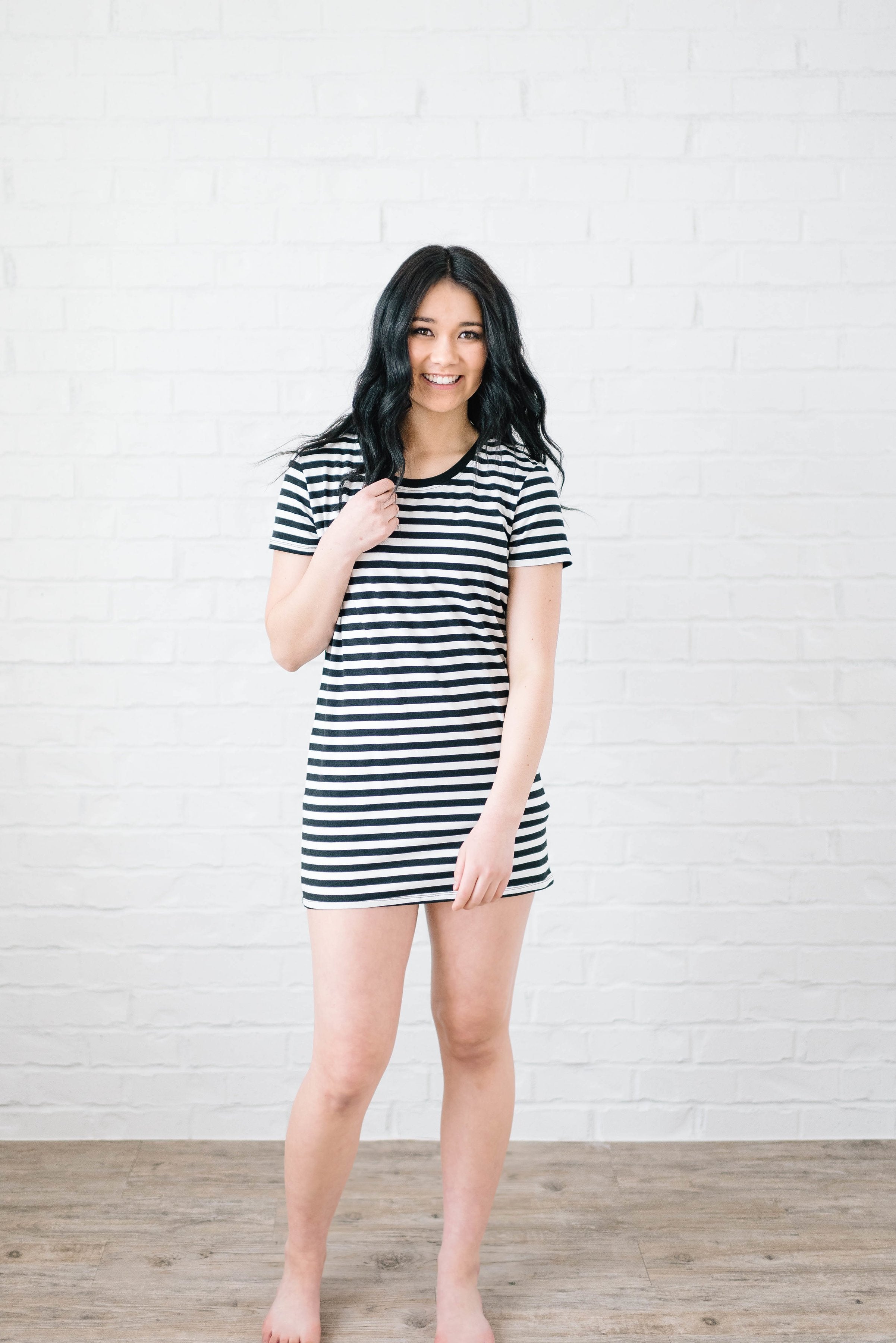 The Stacy Striped Dress in Black & White