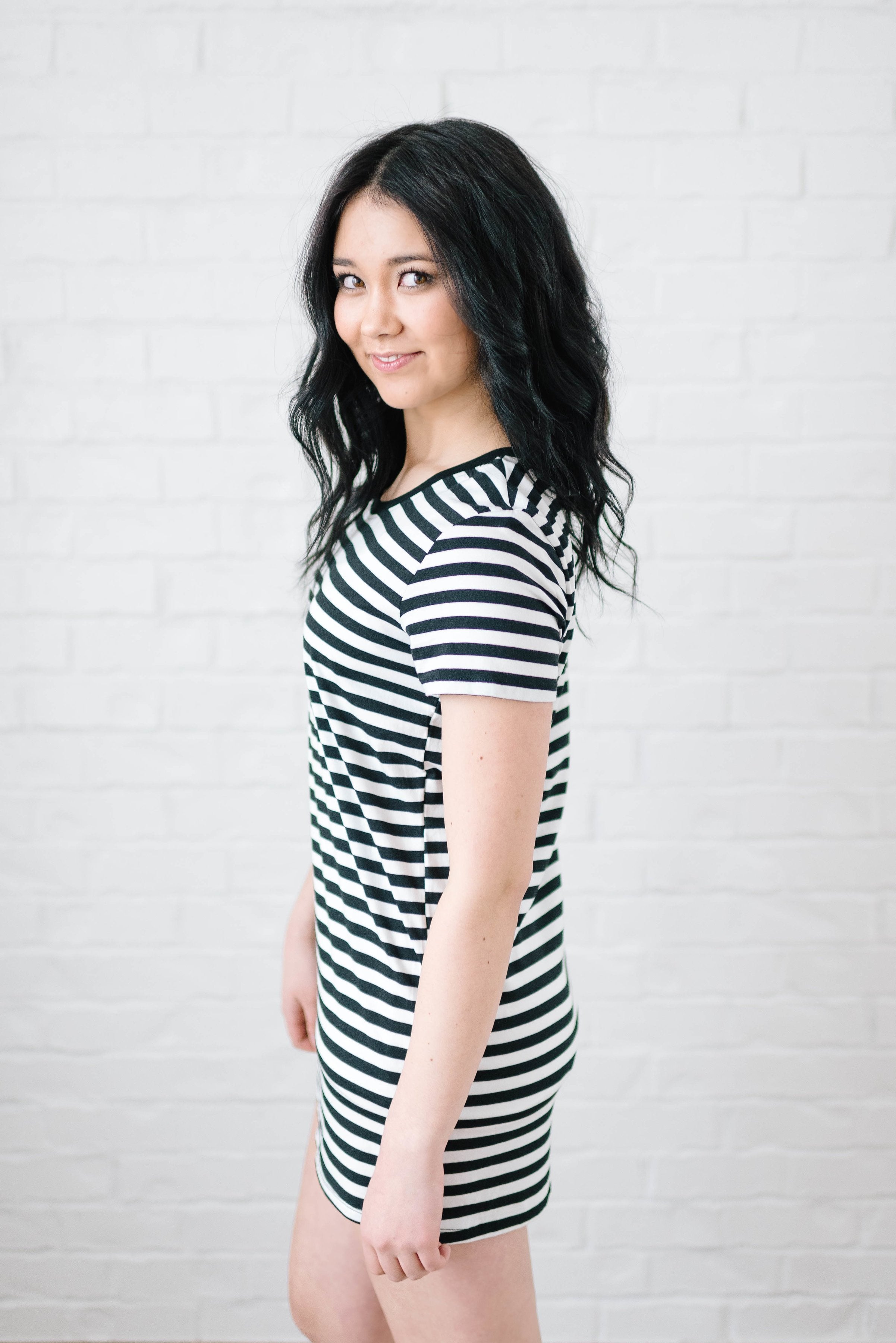 The Stacy Striped Dress in Black & White