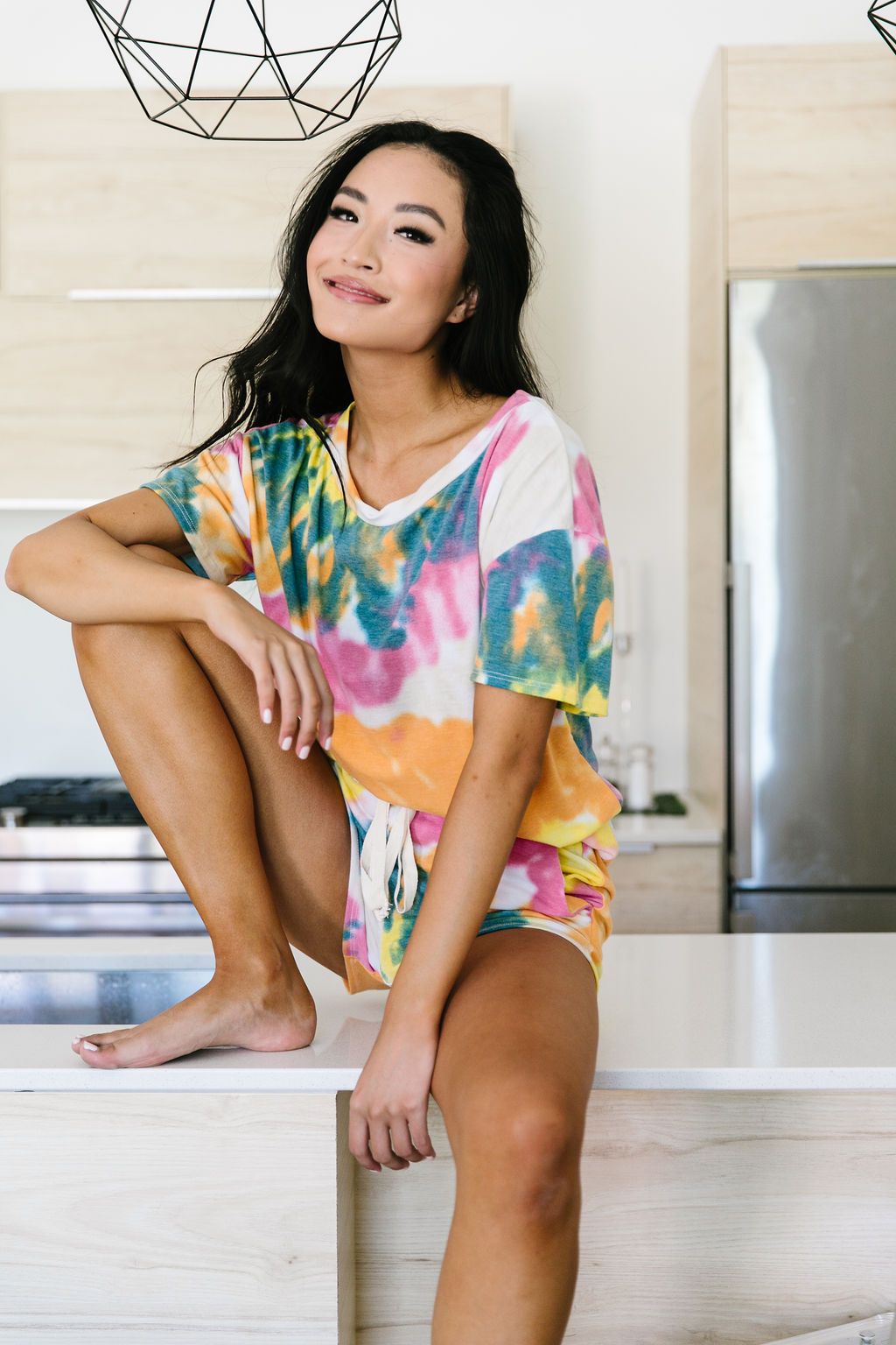 Tie Dye Swirls Shorts In Yellow