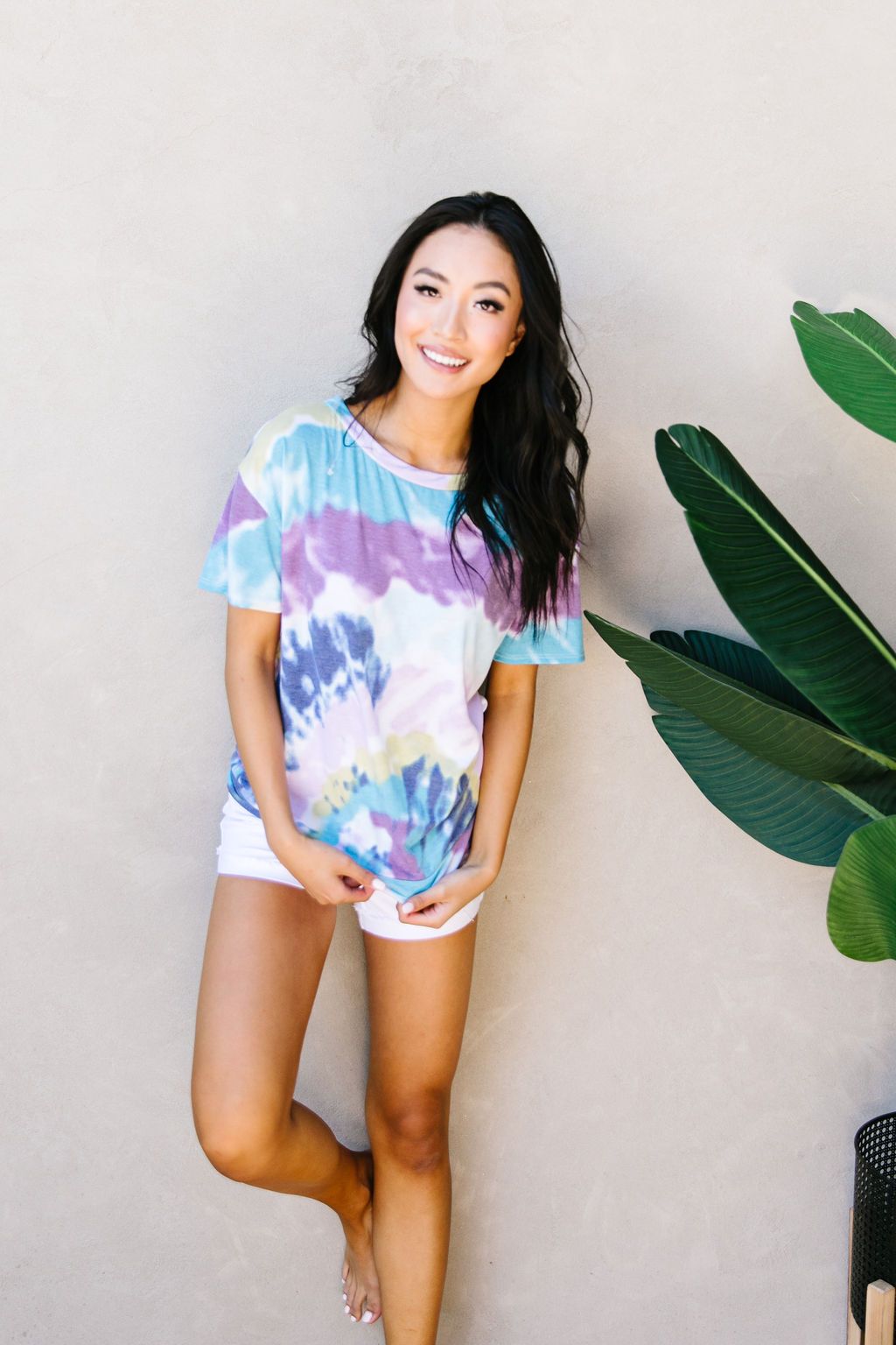 Tie Dye Swirls Top In Purple