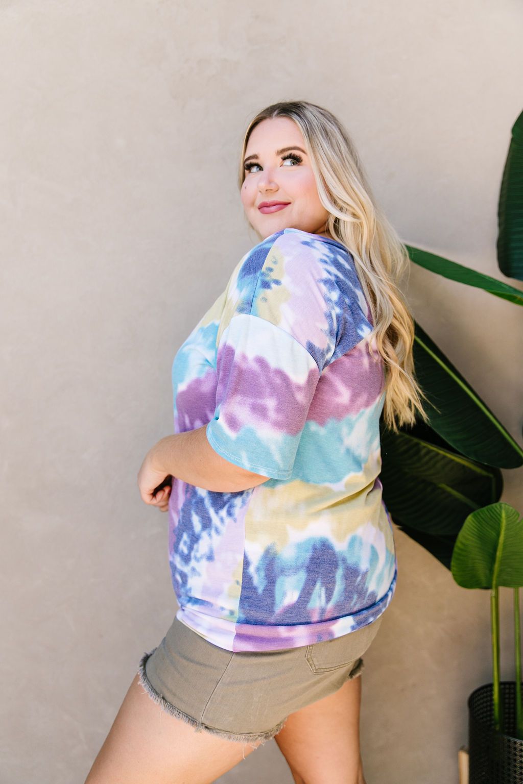 Tie Dye Swirls Top In Purple