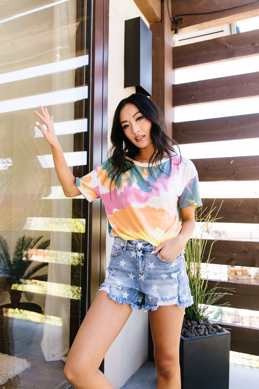 Tie Dye Swirls Top In Yellow