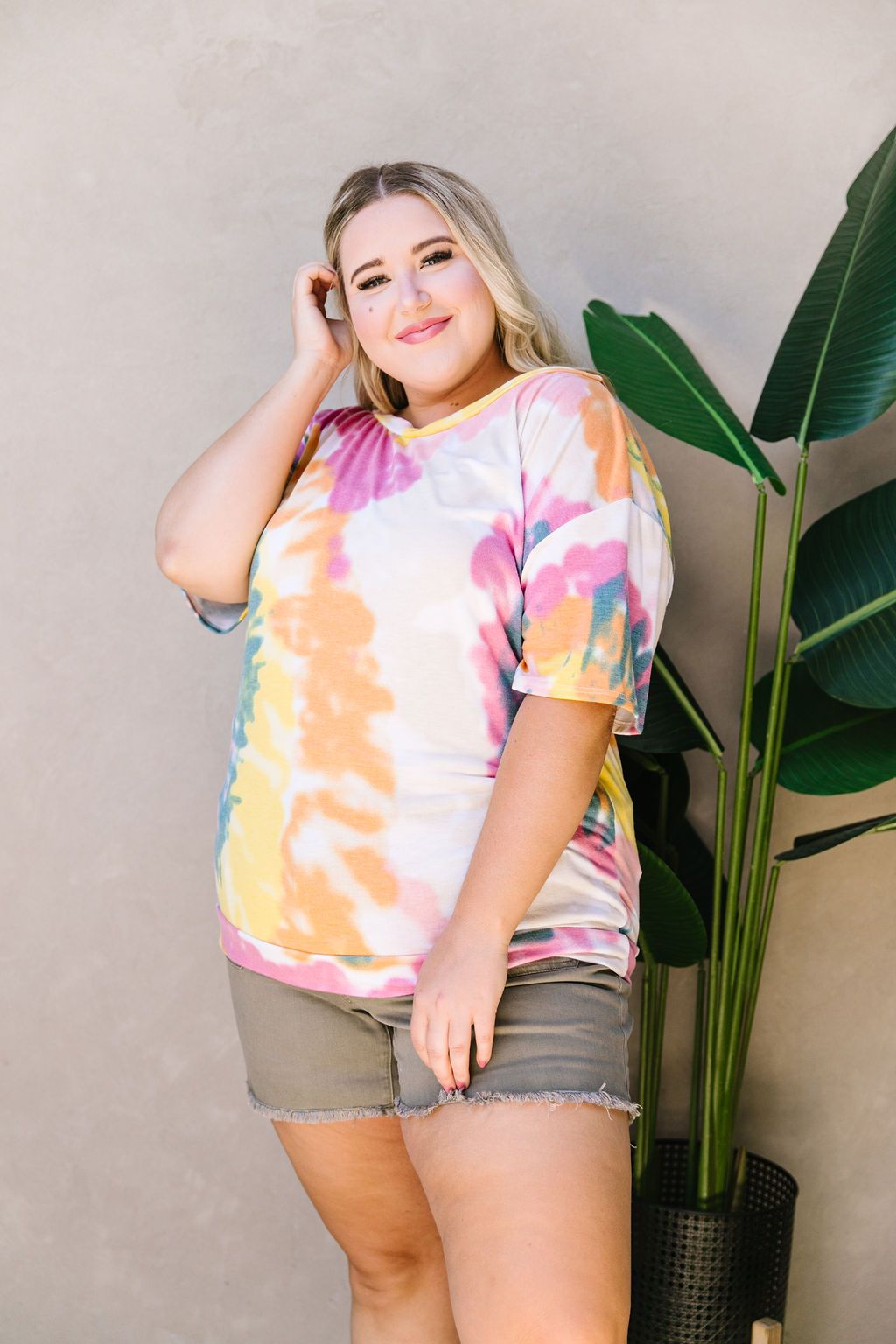 Tie Dye Swirls Top In Yellow