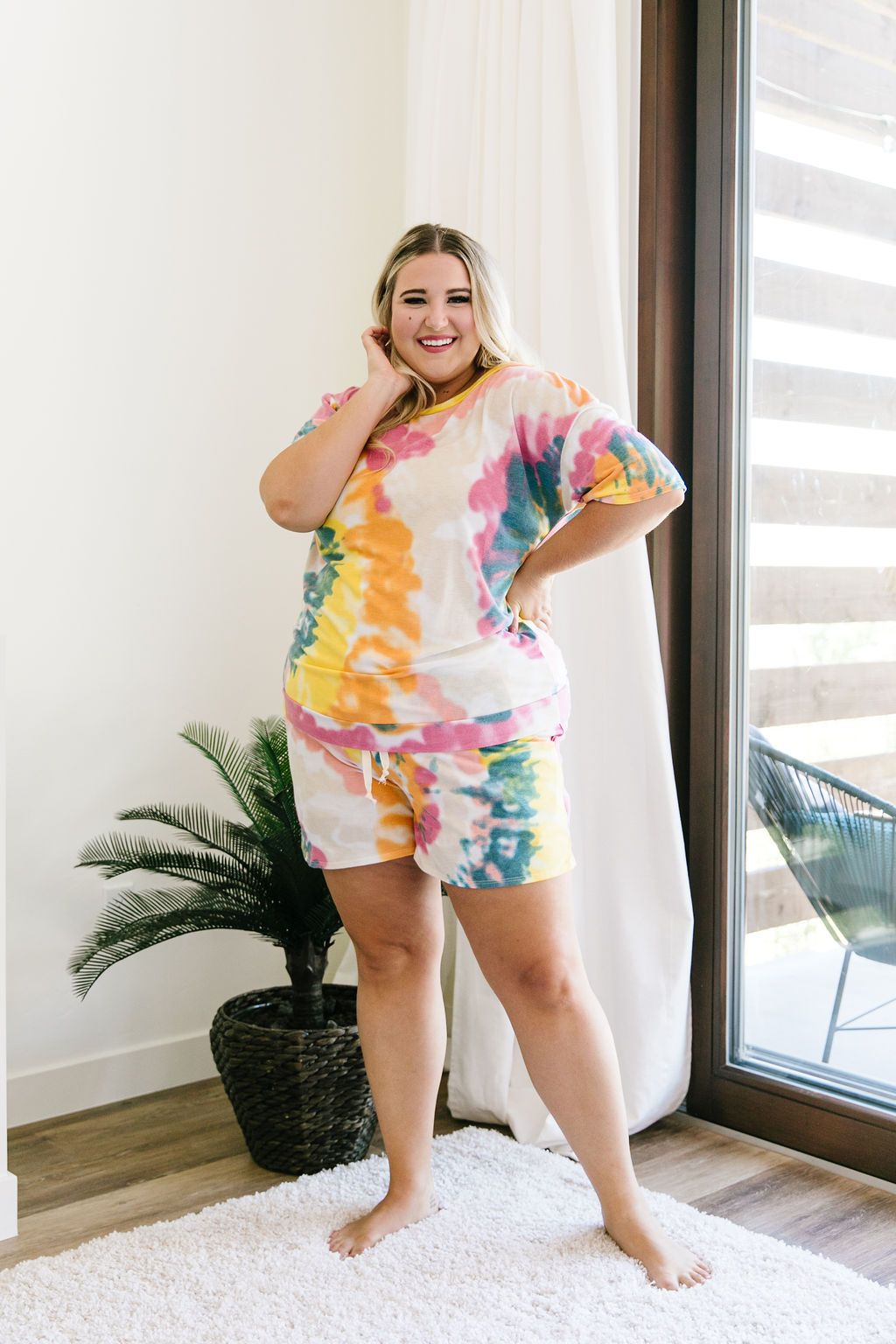 Tie Dye Swirls Top In Yellow