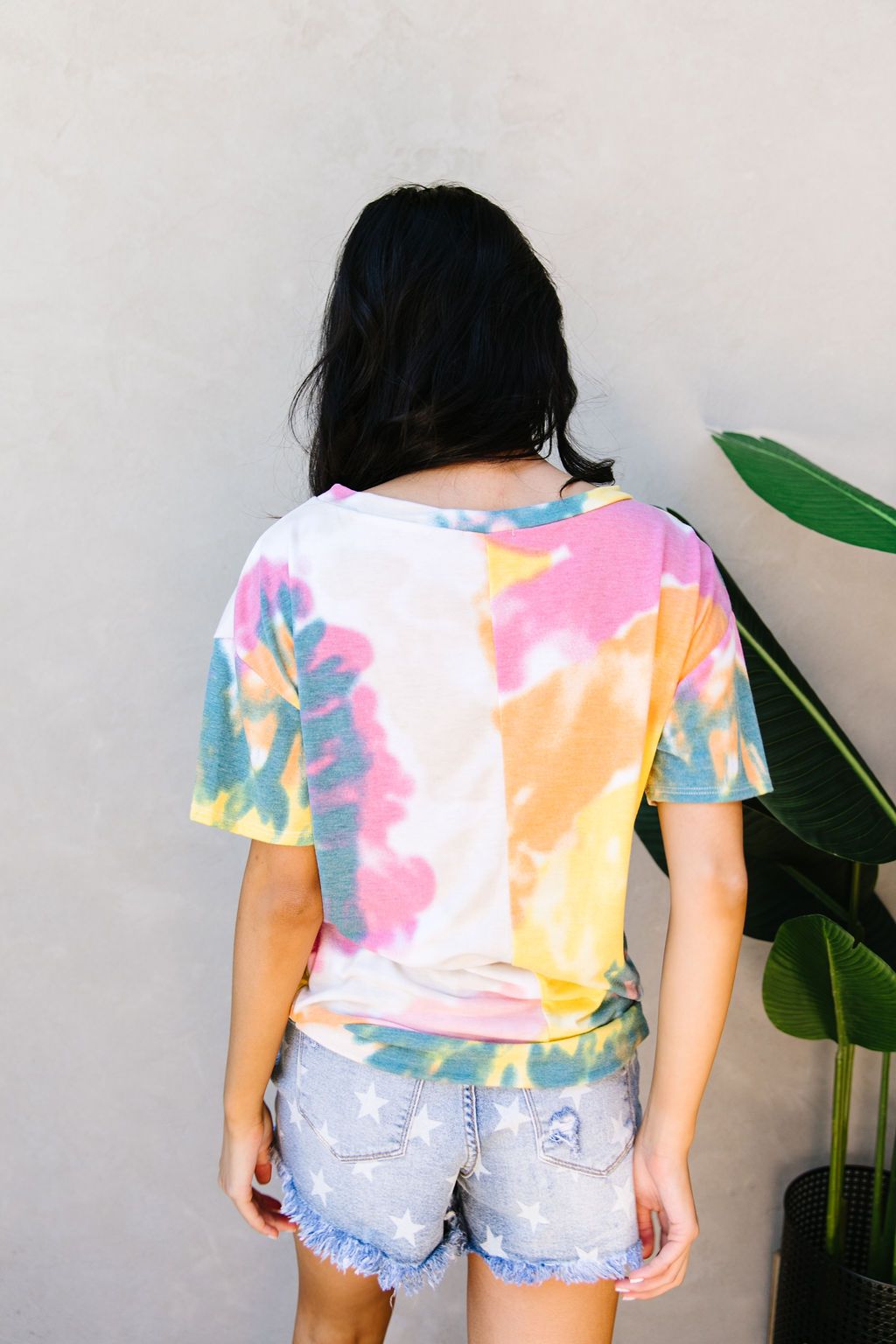 Tie Dye Swirls Top In Yellow