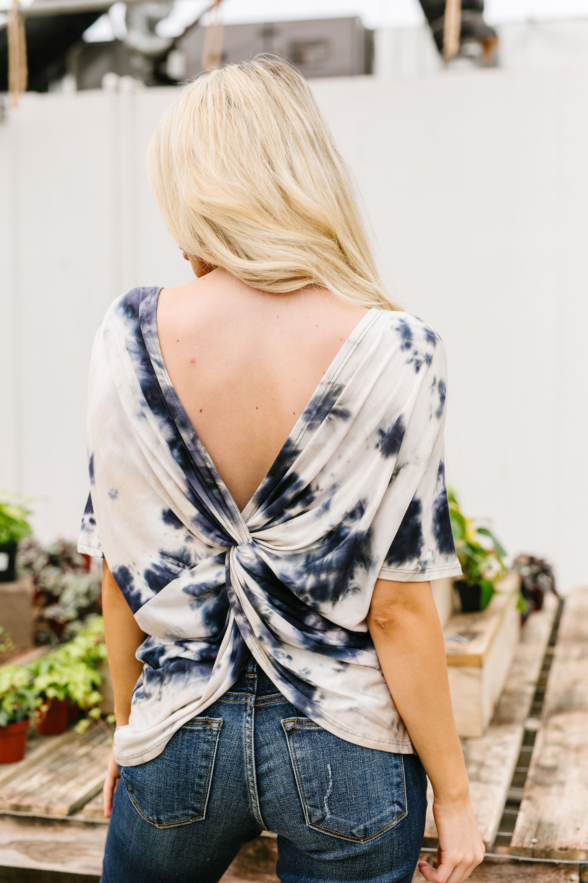 Tie Dye Twist Back Top