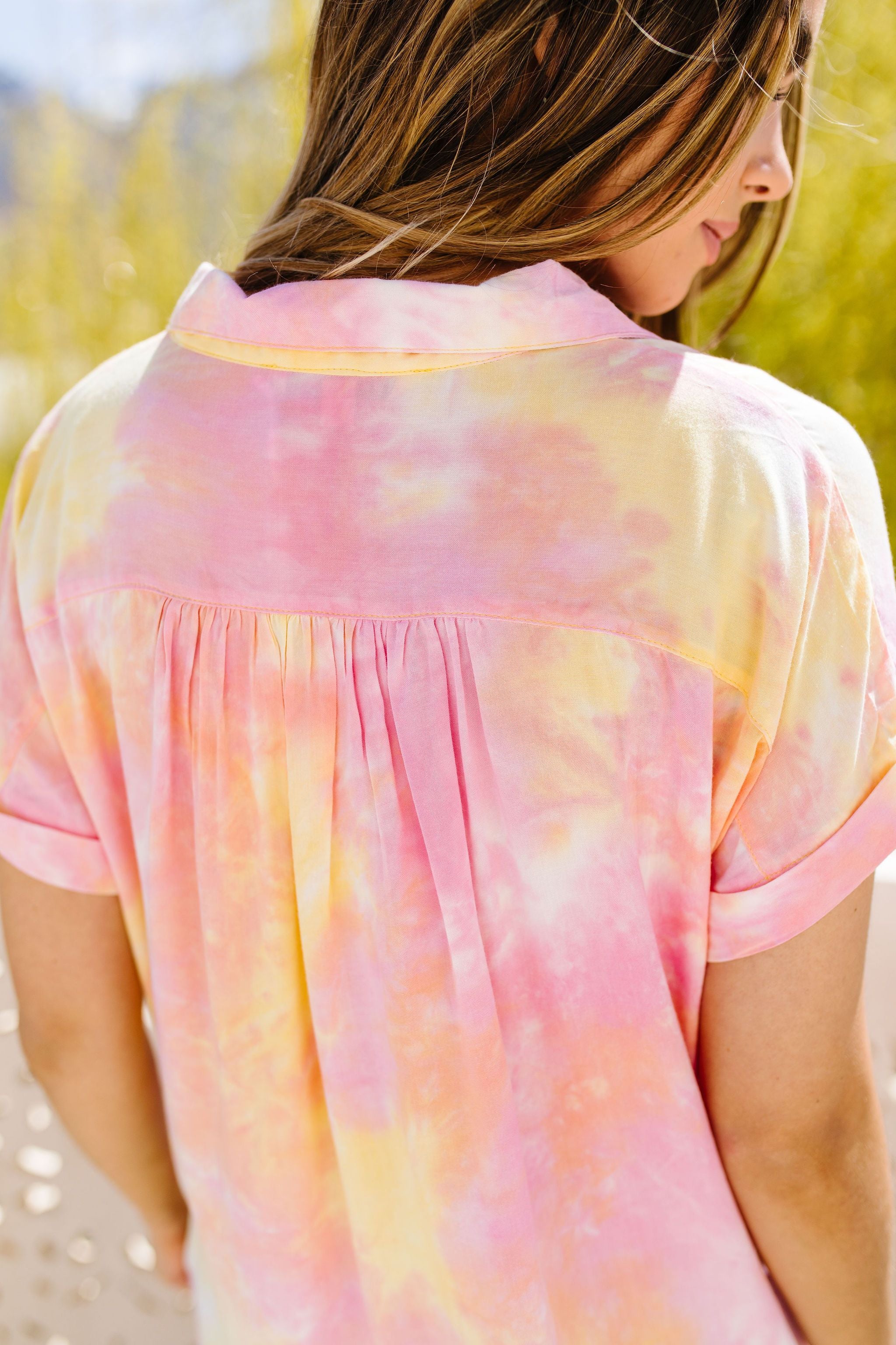 Tie & Tie Dye Top In Sunset