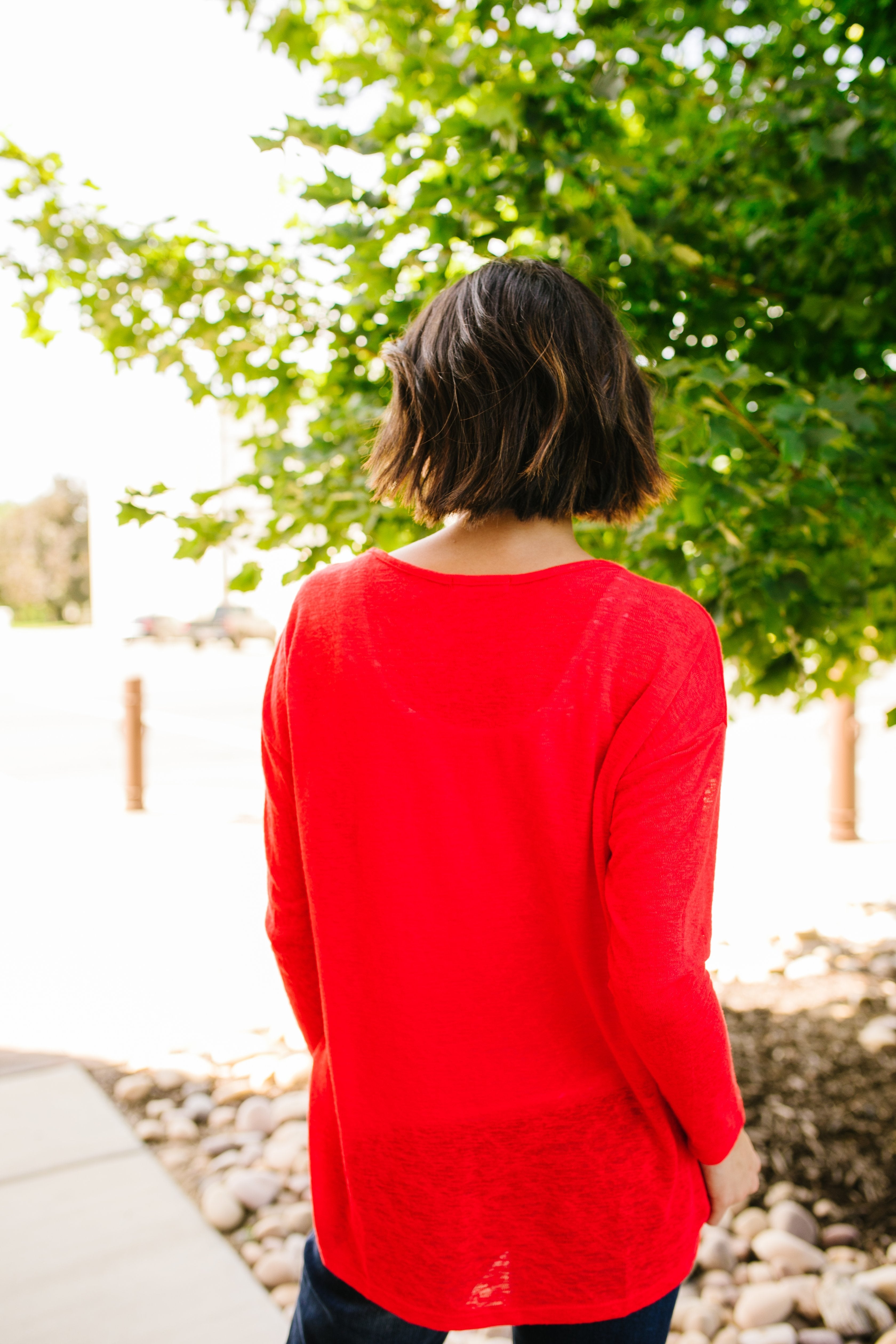 Tomato Red Gauzy Top